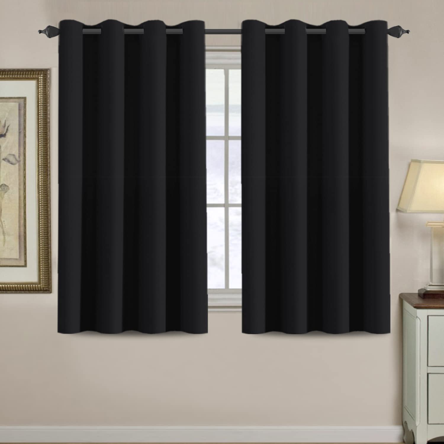H.VERSAILTEX Blackout Patio Curtains 100 x 96 Inches for Sliding Door Extral Wide Blackout Curtain Panels Thermal Insulated Room Divider - Grommet Top, 8' Tall by 8.5' Wide - Jet Black
