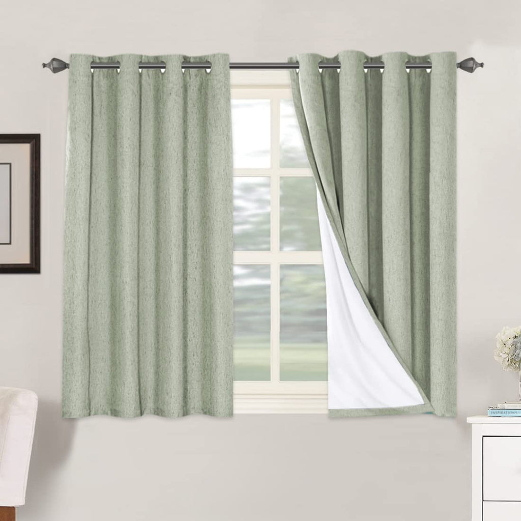 H.VERSAILTEX 100% Blackout Curtains Ivory, Linen Blackout Curtains 96 inch Curtains 2 Panel Set, Elegant Curtain for Bedroom Grommet Drapes for Living Room