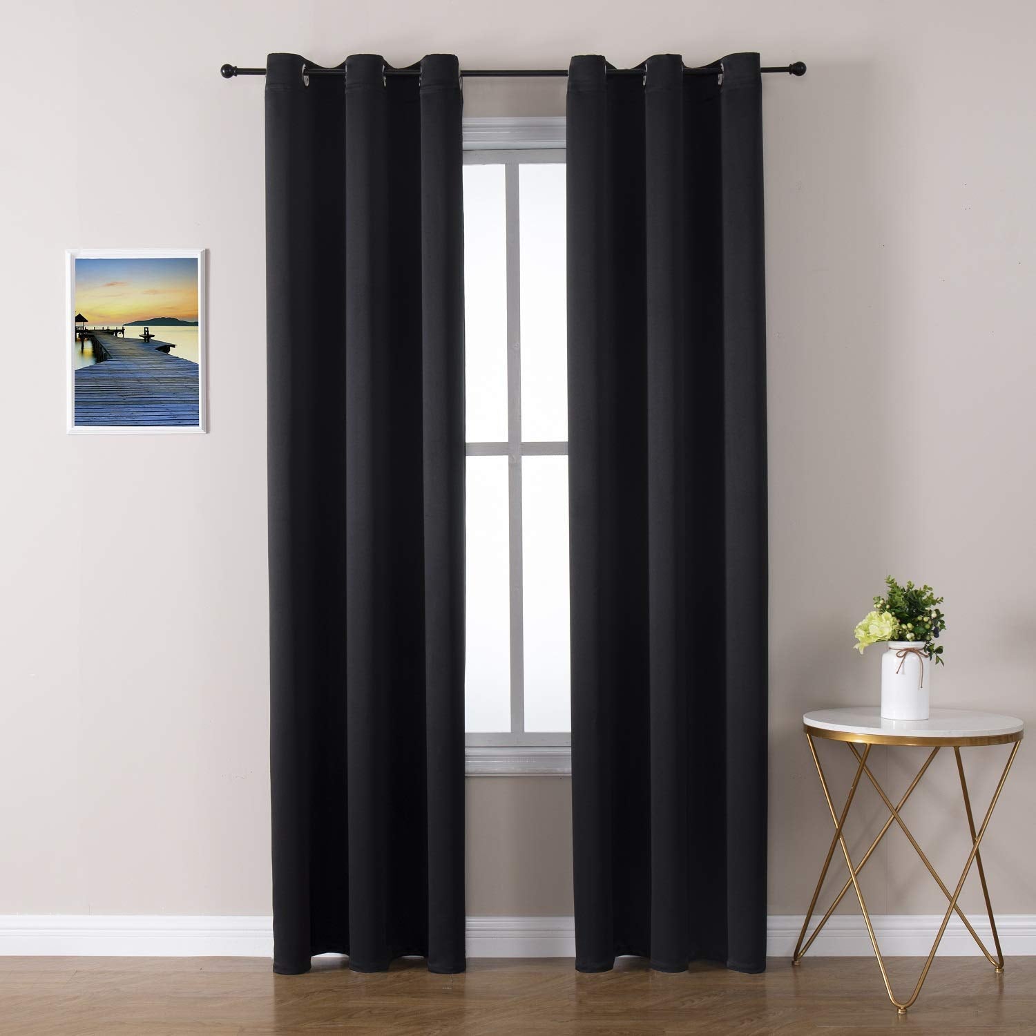 ChrisDowa Grommet Blackout Curtains for Bedroom and Living Room - 2 Panels Set Thermal Insulated Room Darkening Curtains (Dark Grey, 42 x 63 Inch)