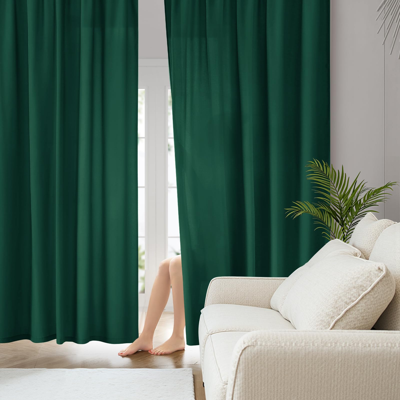HOMEIDEAS Non-See-Through White Privacy Sheer Curtains 52 X 84 Inches Long 2 Panels Sheer Curtains Light Filtering Window Curtains Drapes for Bedroom Living Room