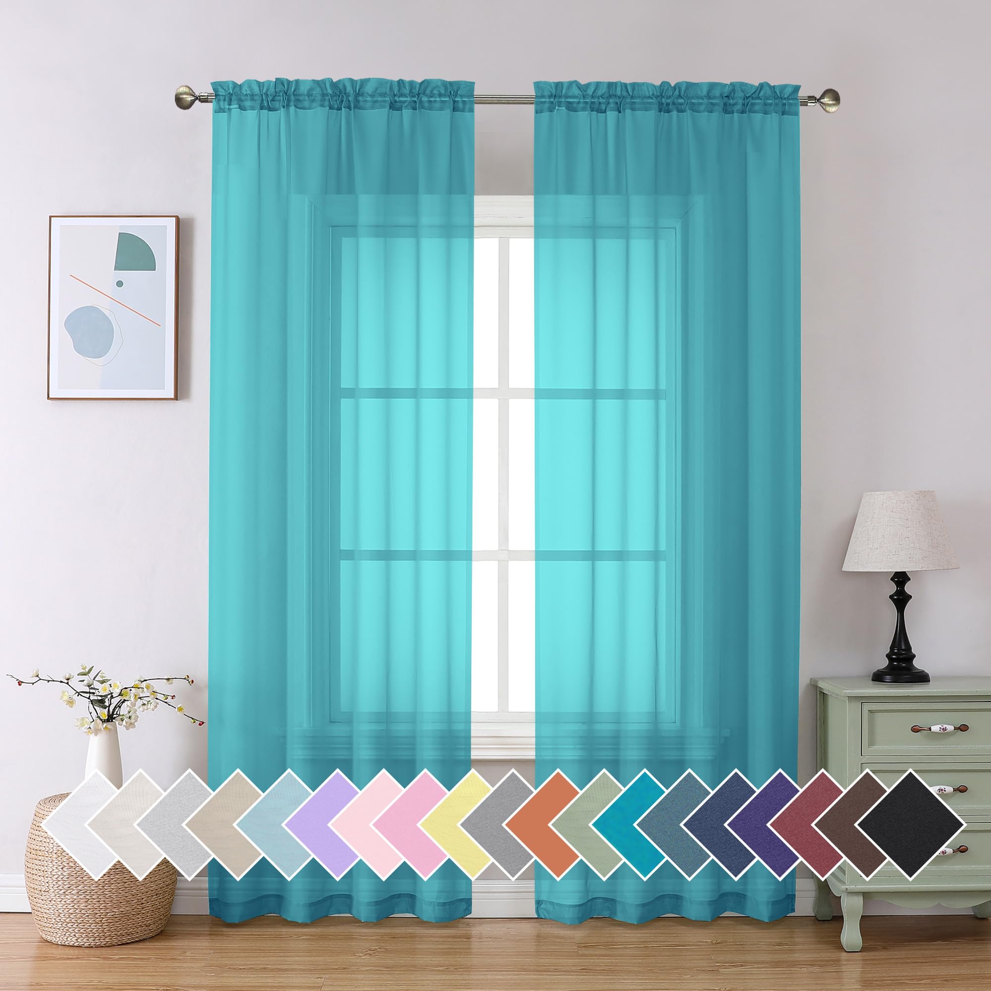 Aiyufeng Blush Pink Sheer Curtains 84 Inches Long 2 Panels Set, Light Filtering Soft Airy Voile Rod Pocket Baby Pink Sheer Window Drapes for Bedroom Living Room, Each 40Wx84L Inches