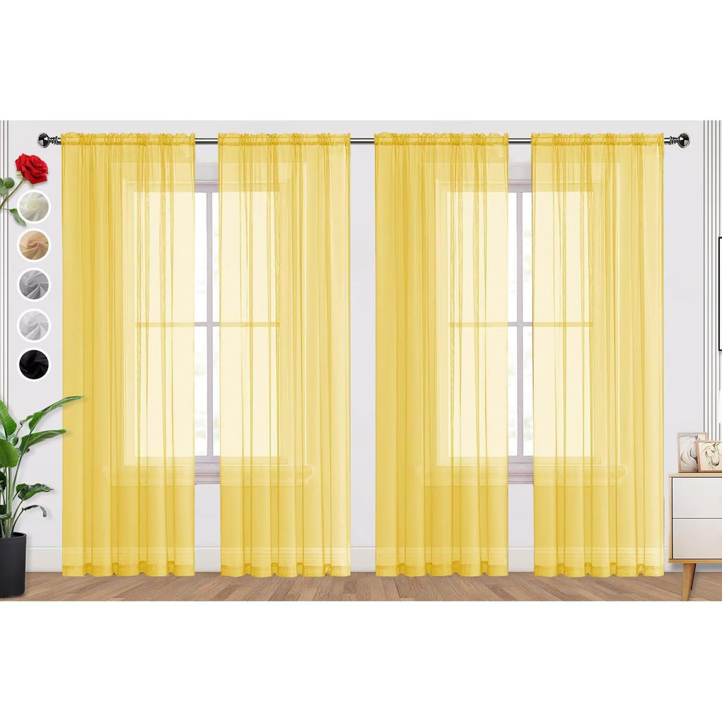 SpaceDresser Basic Rod Pocket Sheer Voile Window Curtain Panels White 1 Pair 2 Panels 52 Width 84 Inch Long for Kitchen Bedroom Children Living Room Yard(White,52 W x 84 L)