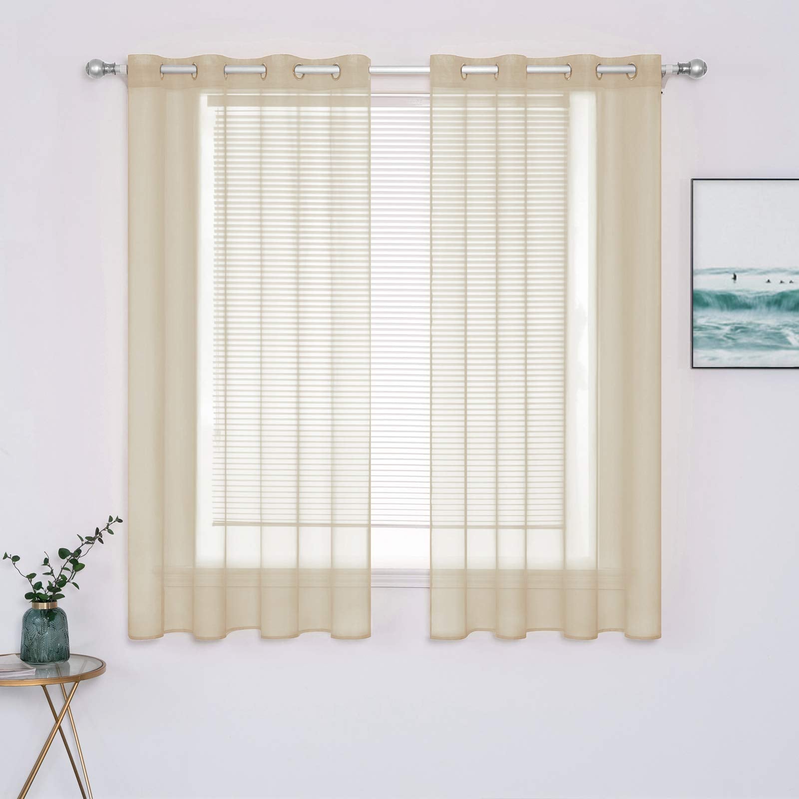 MIULEE Solid Color Sheer Curtains 84 Inches Long 2 Panels Set - Elegant Lightweight Grommet Light Filtering Window Voile Panels/Drapes/Treatment for Bedroom Living Room W42 x L84 Inch, White