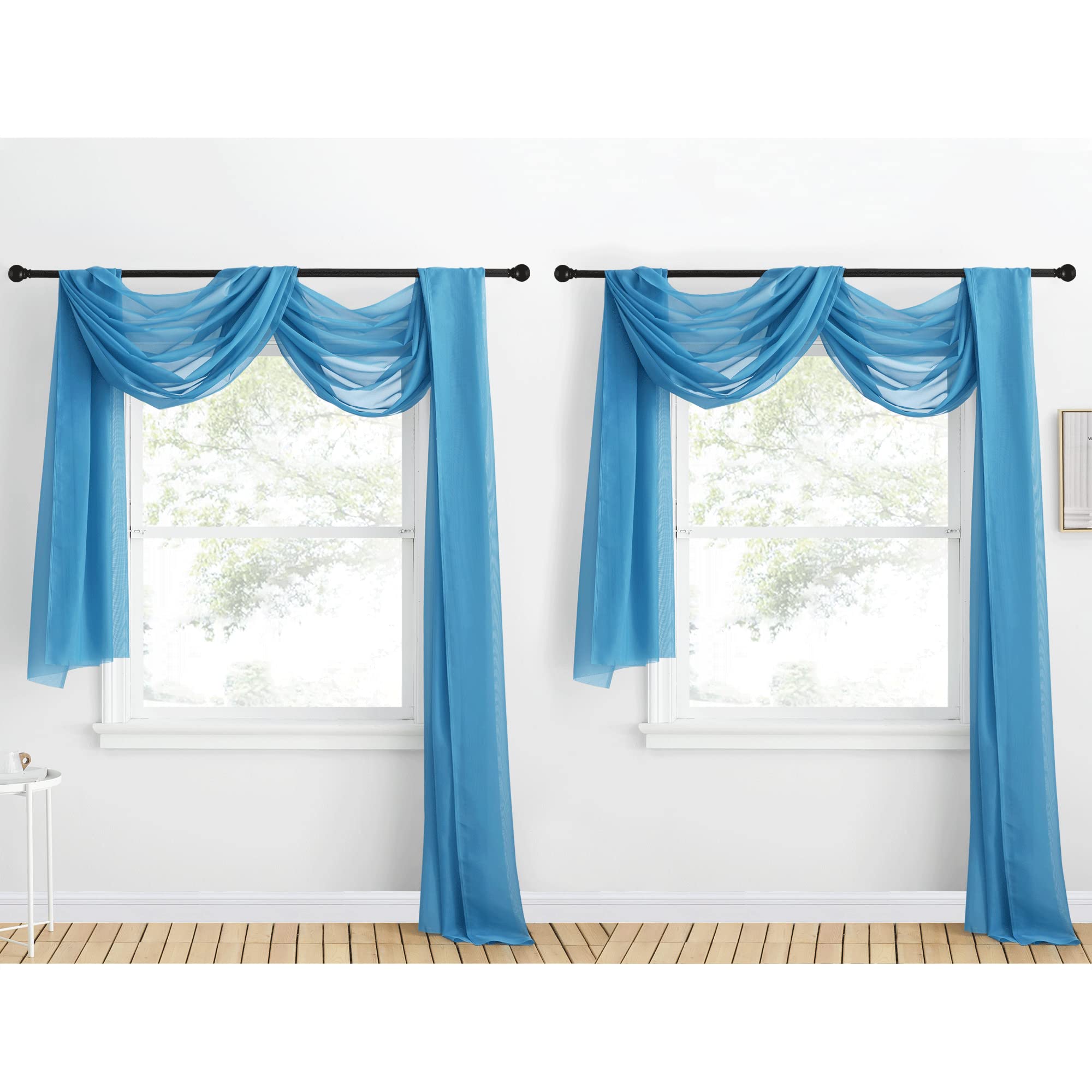 NICETOWN Sheer Canopy Bed Curtains Panels 216 - Home Decoration Sheer Voile Scarf Valance for Wedding (1 Panel, W60 x L216, White)