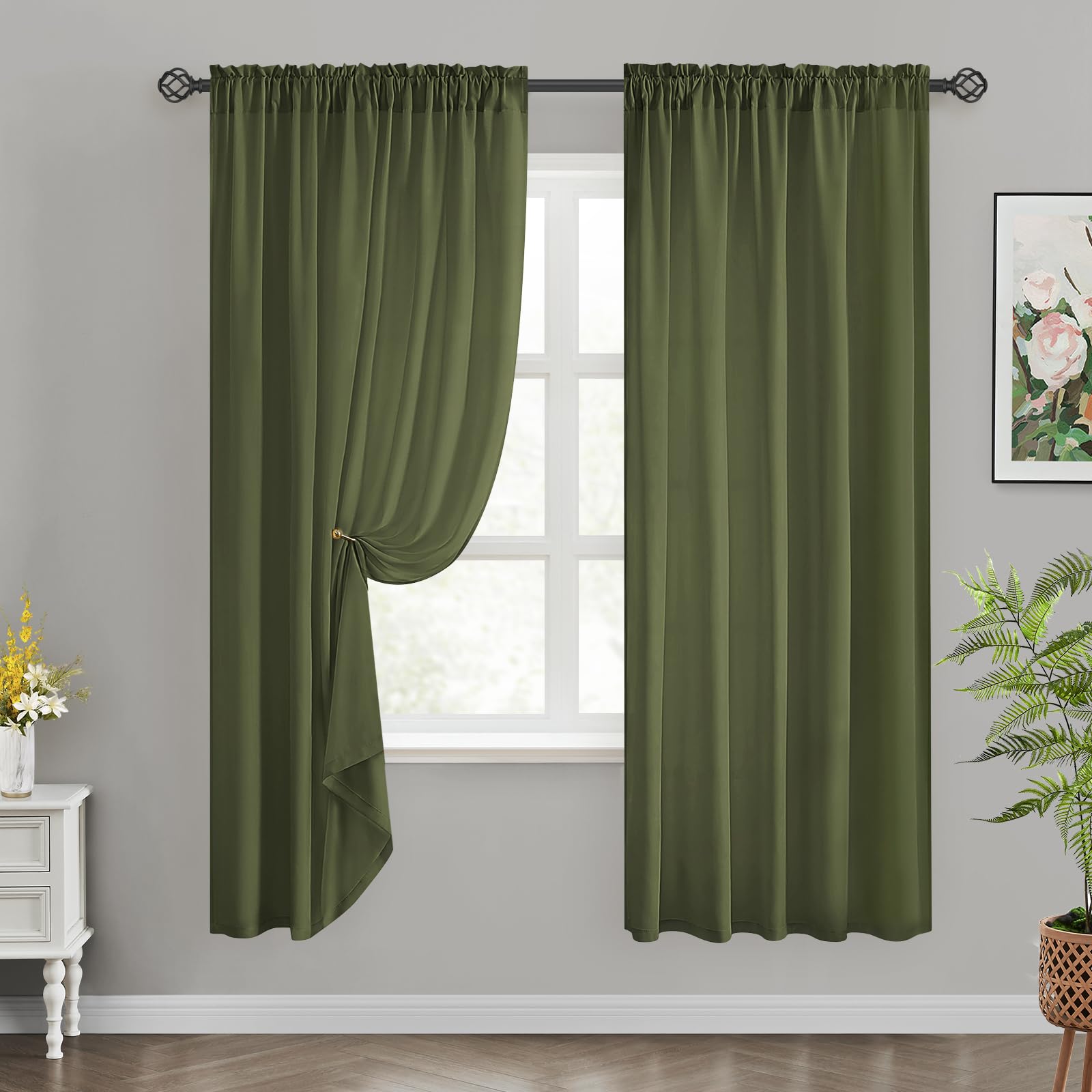 HOMEIDEAS Non-See-Through White Privacy Sheer Curtains 52 X 84 Inches Long 2 Panels Sheer Curtains Light Filtering Window Curtains Drapes for Bedroom Living Room