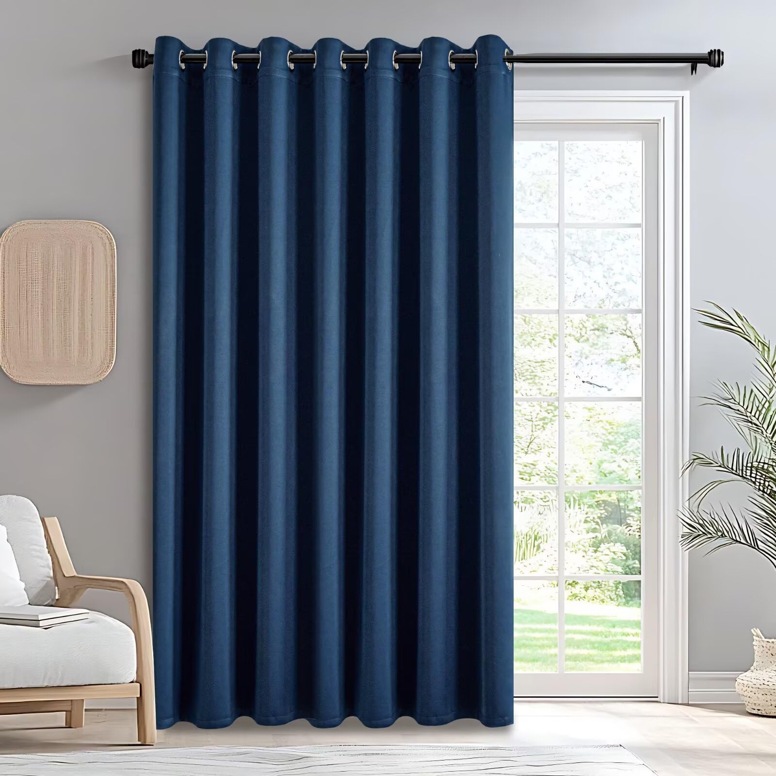 IGEMAEVE Black 100% Blackout Curtains 84 Inch Length 2 Panels Set, Black Out Curtains for Bedroom 84 Inch Long, Rod Pocket Energy Saving Room Darkening Drapes for Living Room Dining Room Window