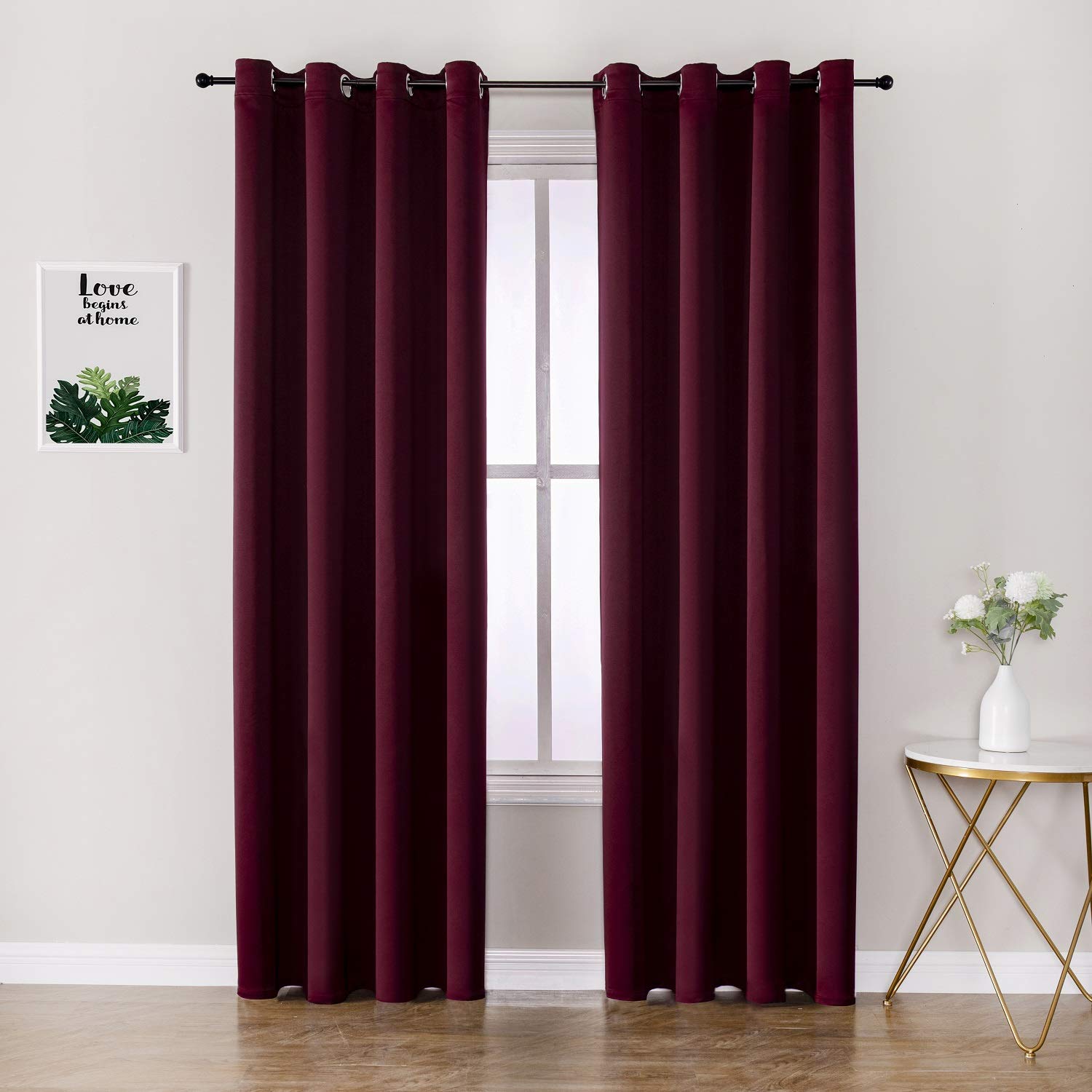 ChrisDowa Grommet Blackout Curtains for Bedroom and Living Room - 2 Panels Set Thermal Insulated Room Darkening Curtains (Dark Grey, 42 x 63 Inch)