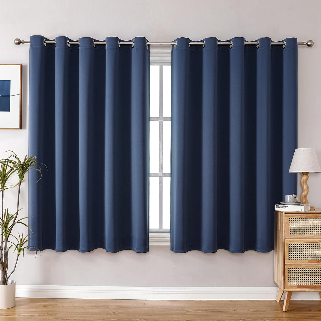 ChrisDowa Grommet Blackout Curtains for Bedroom and Living Room - 2 Panels Set Thermal Insulated Room Darkening Curtains (Dark Grey, 42 x 63 Inch)