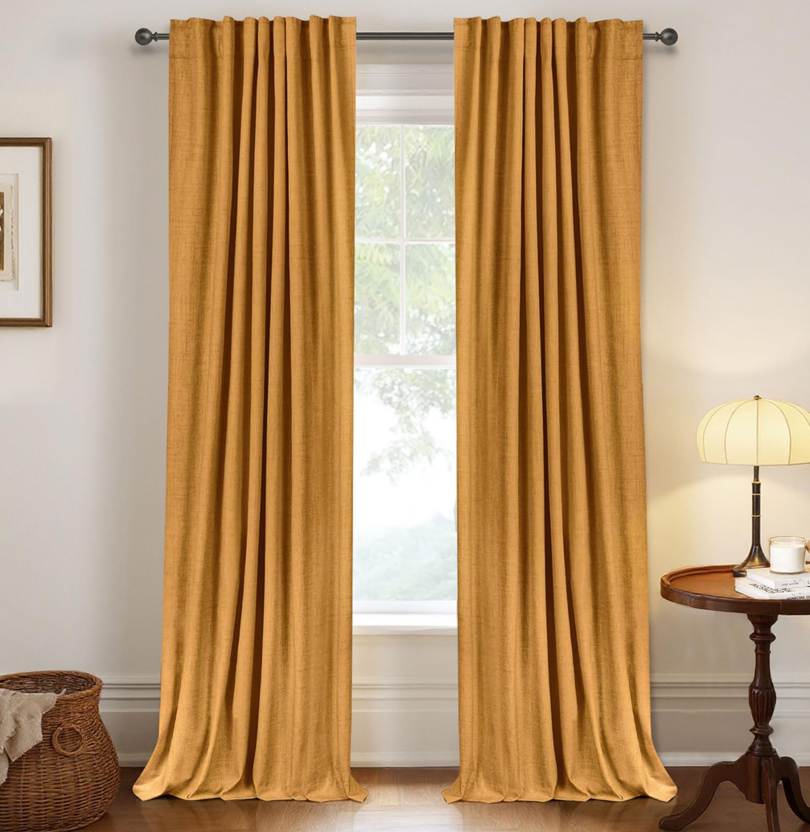 Cream Thermal Blackout Curtains 2 Panels, 50"×84", Back Tab & Rod Pocket Design