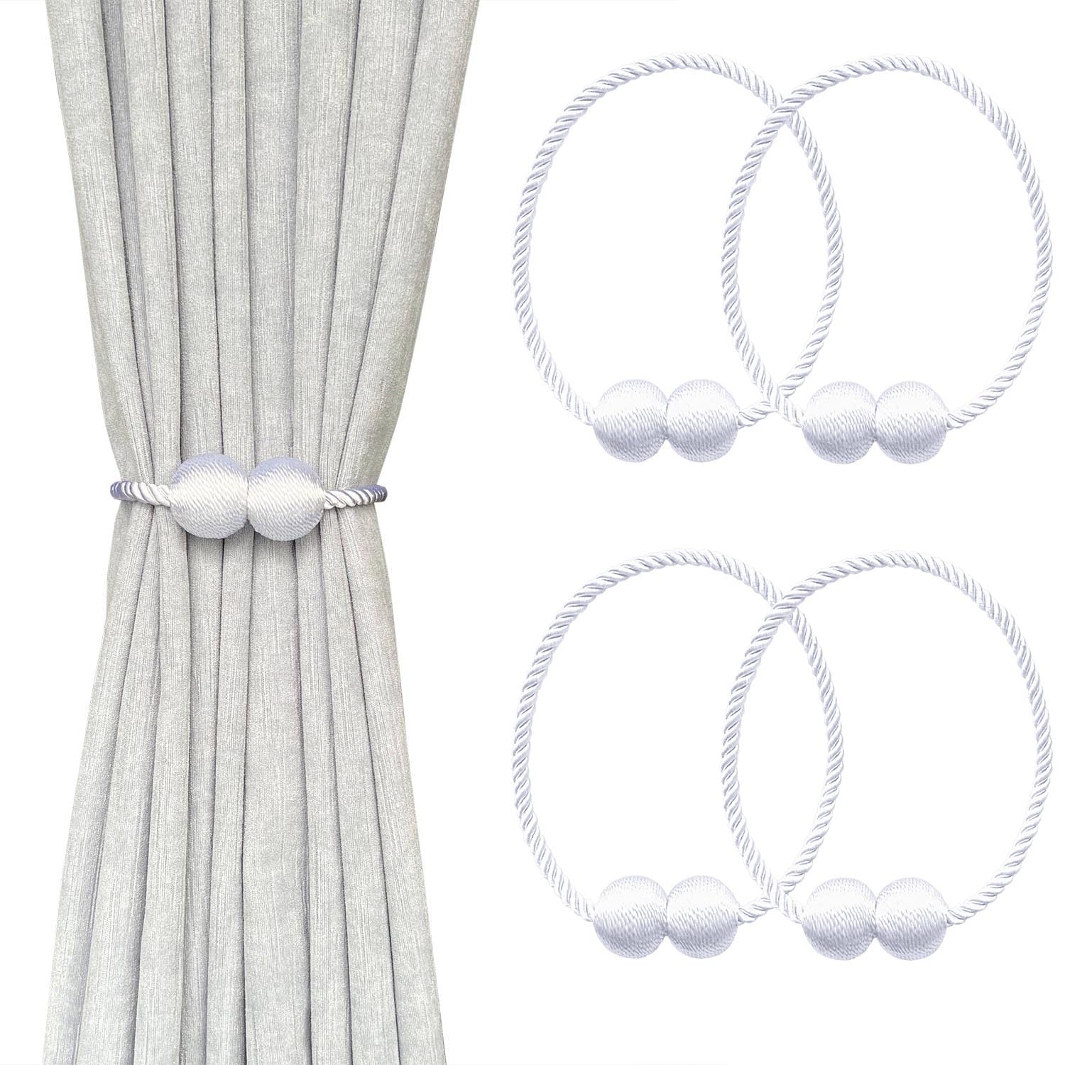 Melaluxe 6 Pack Magnetic Curtain Tiebacks, Decorative Curtain Holdbacks for Window Décor (Grey)