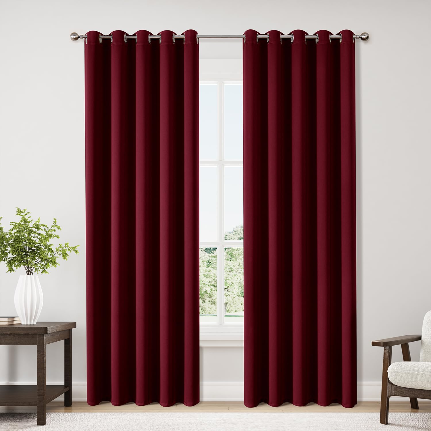 ChrisDowa Grommet Blackout Curtains for Bedroom and Living Room - 2 Panels Set Thermal Insulated Room Darkening Curtains (Dark Grey, 42 x 63 Inch)