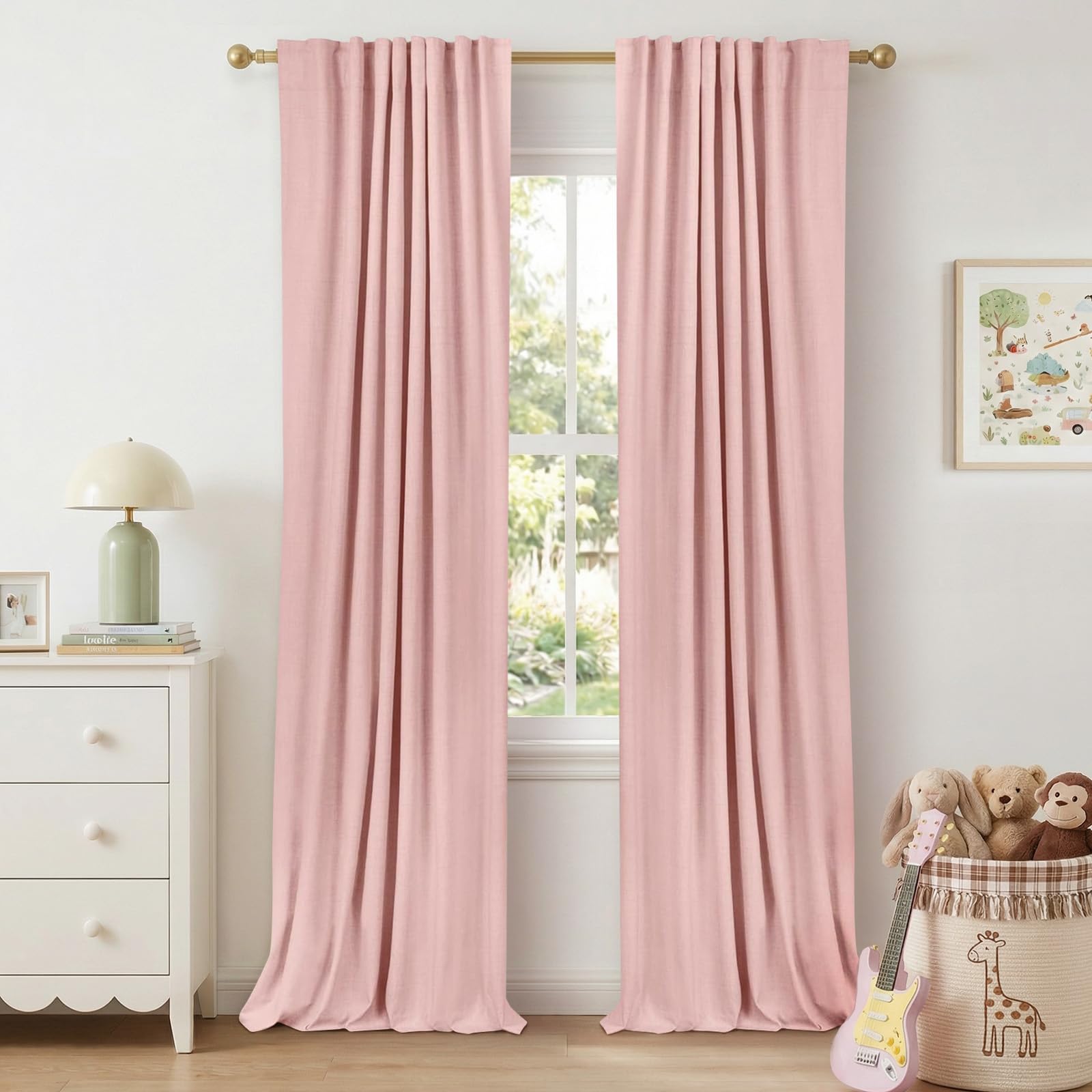 Cream Thermal Blackout Curtains 2 Panels, 50"×84", Back Tab & Rod Pocket Design