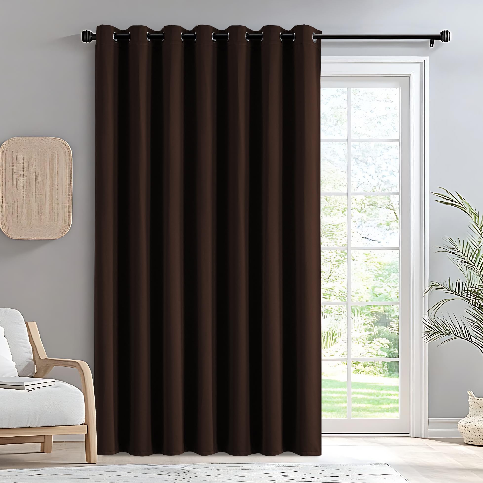 IGEMAEVE Black 100% Blackout Curtains 84 Inch Length 2 Panels Set, Black Out Curtains for Bedroom 84 Inch Long, Rod Pocket Energy Saving Room Darkening Drapes for Living Room Dining Room Window