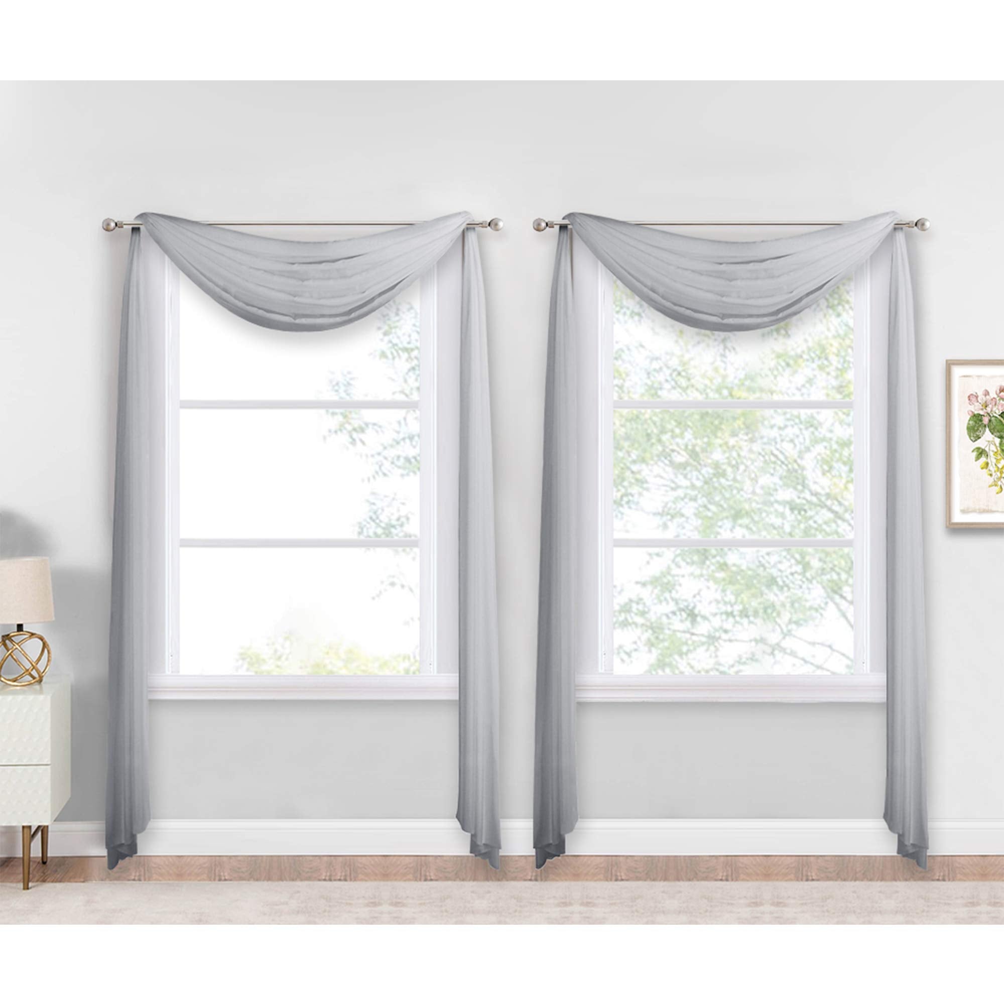 NICETOWN Sheer Canopy Bed Curtains Panels 216 - Home Decoration Sheer Voile Scarf Valance for Wedding (1 Panel, W60 x L216, White)
