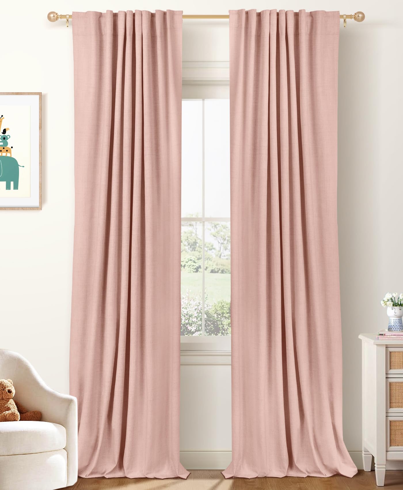 Cream Thermal Blackout Curtains 2 Panels, 50"×84", Back Tab & Rod Pocket Design