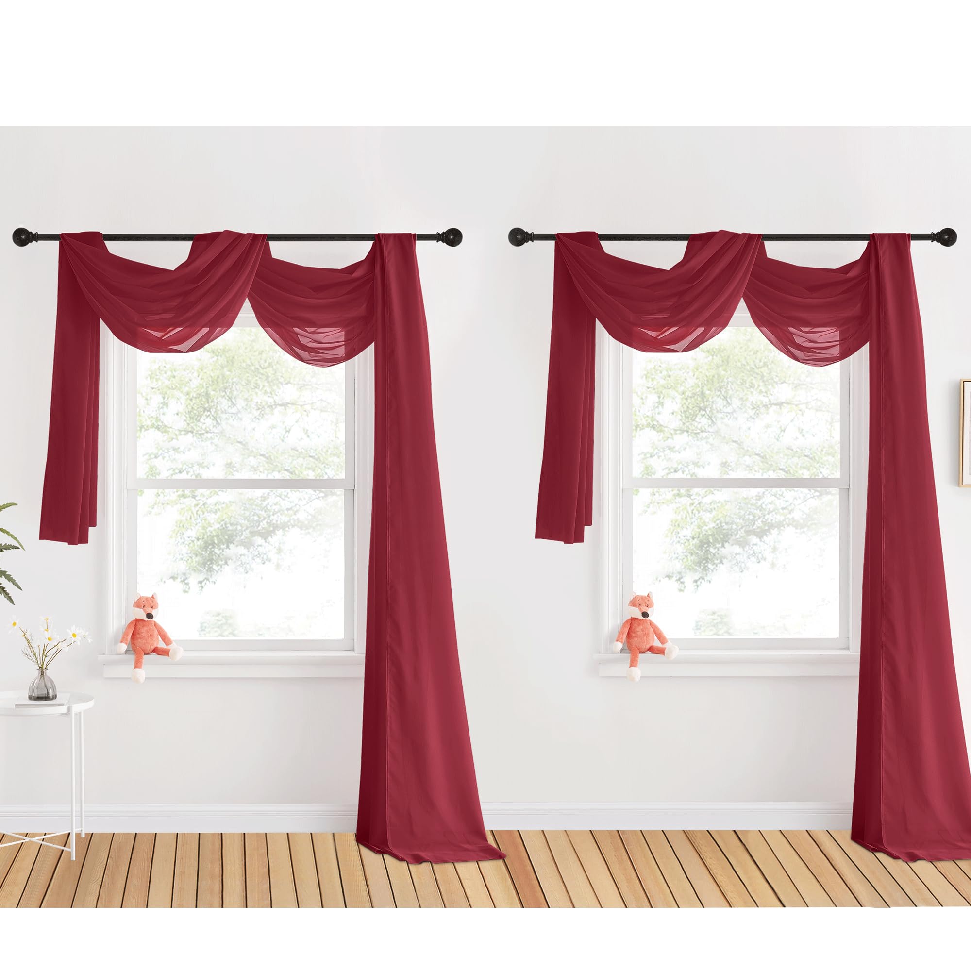NICETOWN Sheer Canopy Bed Curtains Panels 216 - Home Decoration Sheer Voile Scarf Valance for Wedding (1 Panel, W60 x L216, White)