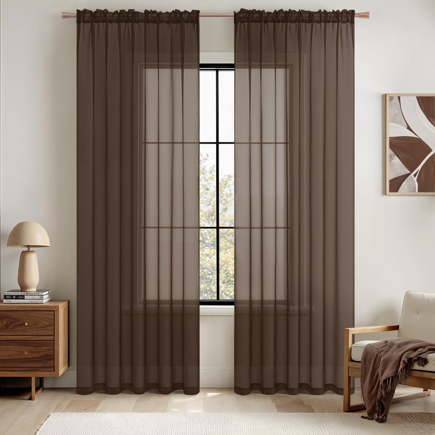 MIULEE White Sheer Curtains 96 inches Long Window Curtains 2 Panels Solid Color Elegant Window Voile Panels/Drapes/Treatment for Bedroom Living Room (54 X 96 Inches White)