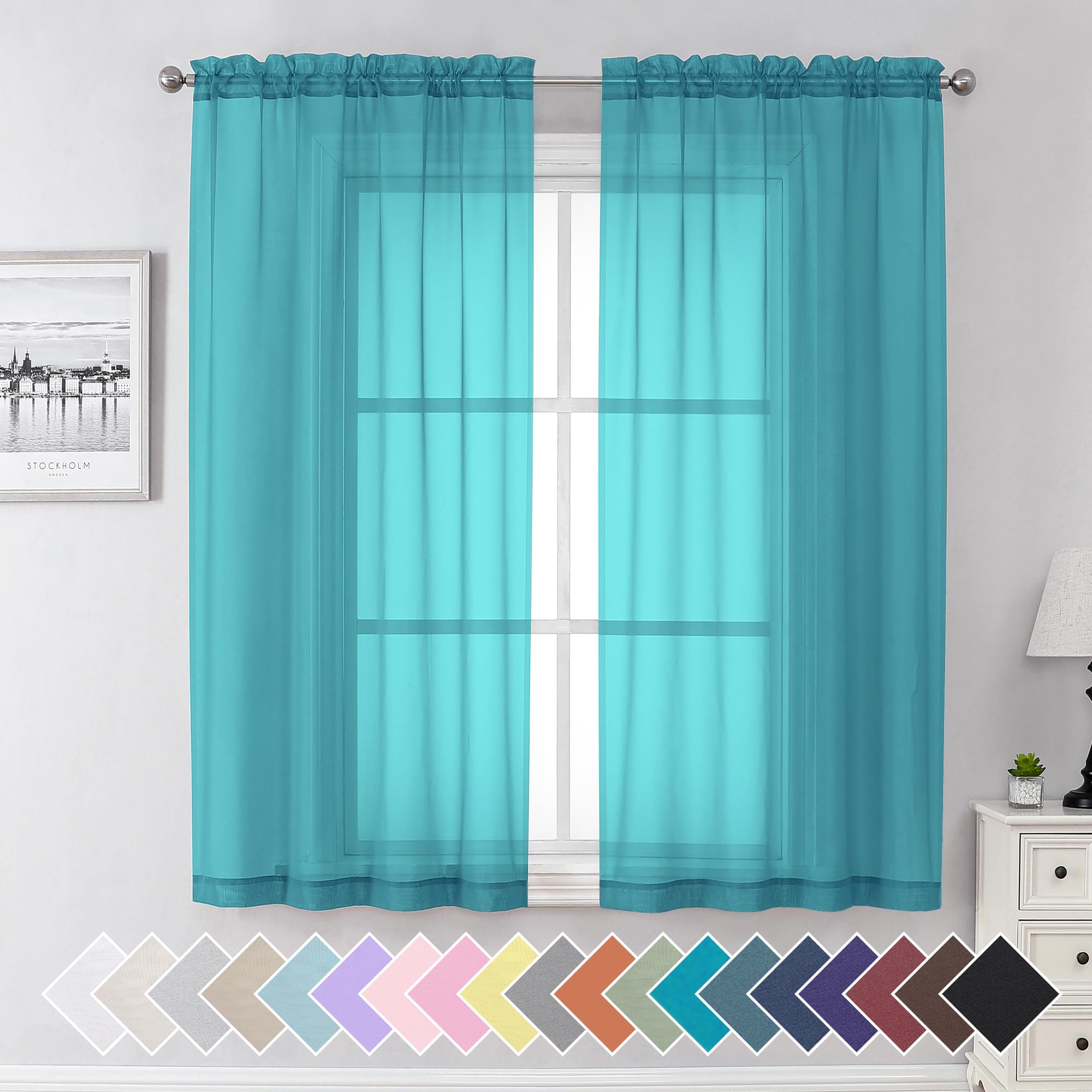 Aiyufeng Blush Pink Sheer Curtains 84 Inches Long 2 Panels Set, Light Filtering Soft Airy Voile Rod Pocket Baby Pink Sheer Window Drapes for Bedroom Living Room, Each 40Wx84L Inches