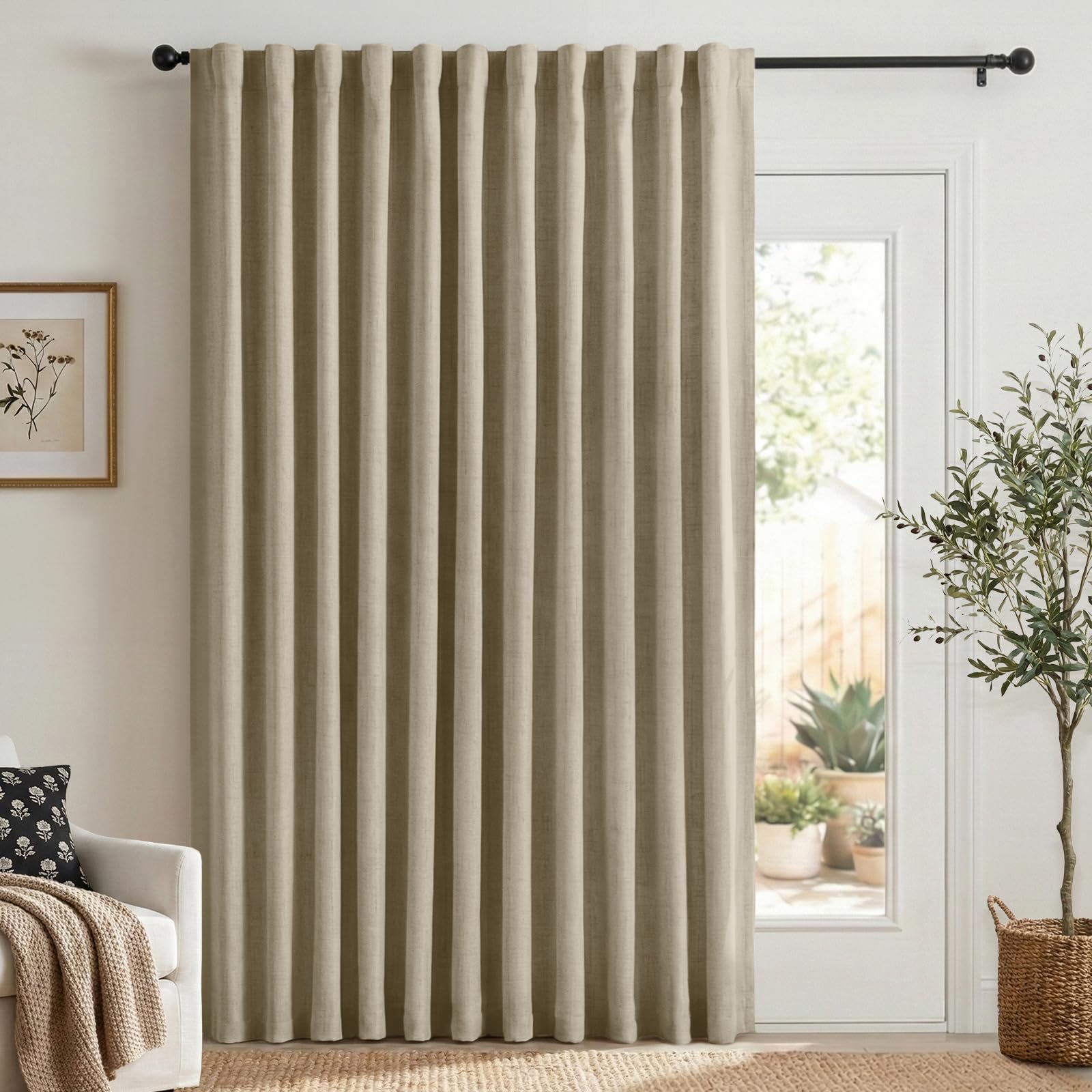 Cream Thermal Blackout Curtains 2 Panels, 50"×84", Back Tab & Rod Pocket Design