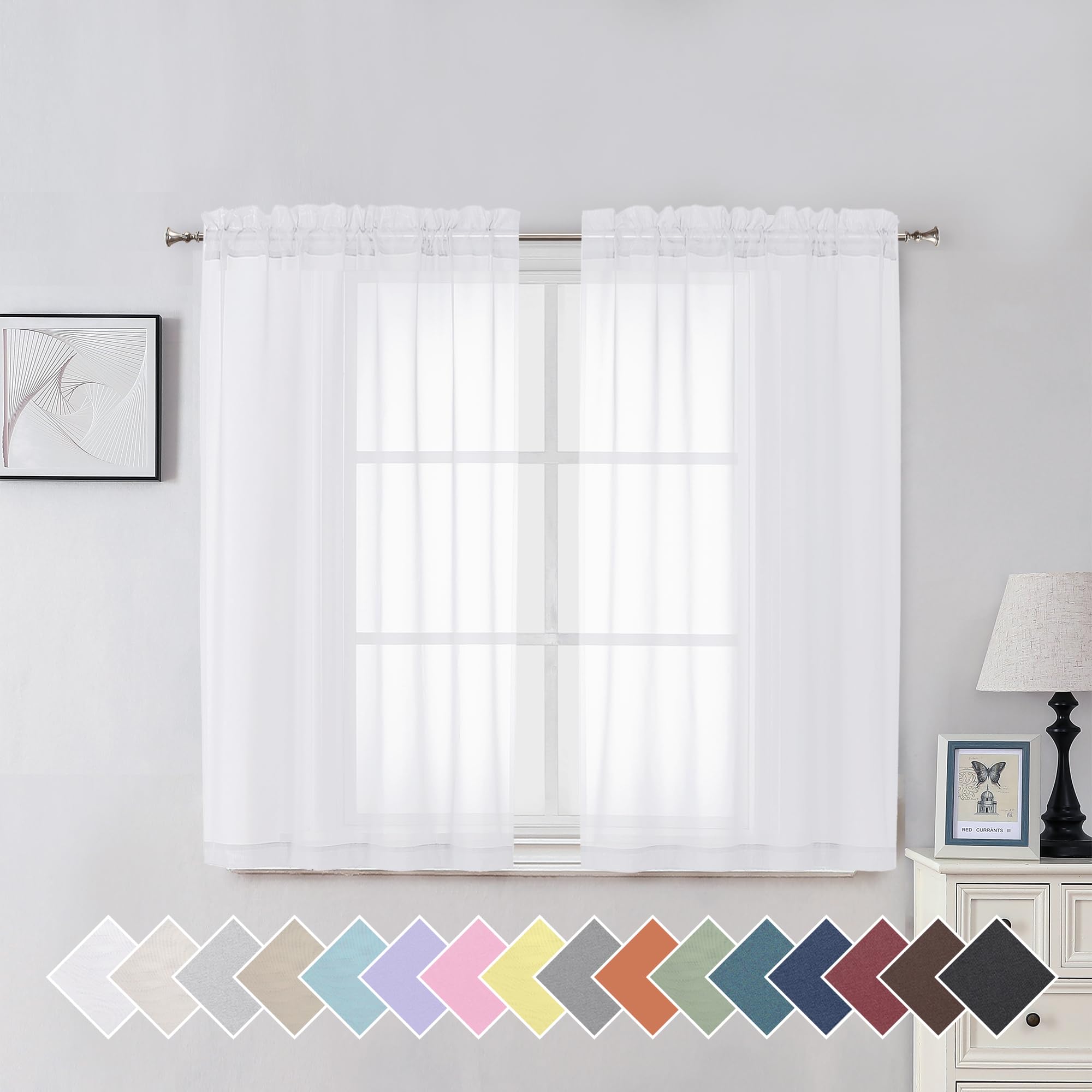 Aiyufeng Blush Pink Sheer Curtains 84 Inches Long 2 Panels Set, Light Filtering Soft Airy Voile Rod Pocket Baby Pink Sheer Window Drapes for Bedroom Living Room, Each 40Wx84L Inches