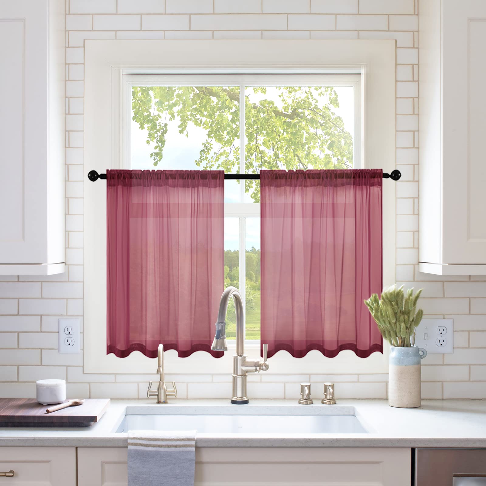 MIULEE White Sheer Curtains 96 inches Long Window Curtains 2 Panels Solid Color Elegant Window Voile Panels/Drapes/Treatment for Bedroom Living Room (54 X 96 Inches White)