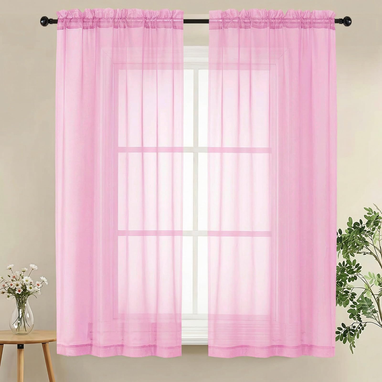 LIVEKID White Sheer Curtains 84 Inches Long 2 Panels - Light Filtering Breathable Voile Textured Sheer Curtains for Bedroom/Living Room, Rod Pocket Soft Elagant & Airy Solid Drapes, W42 x L84