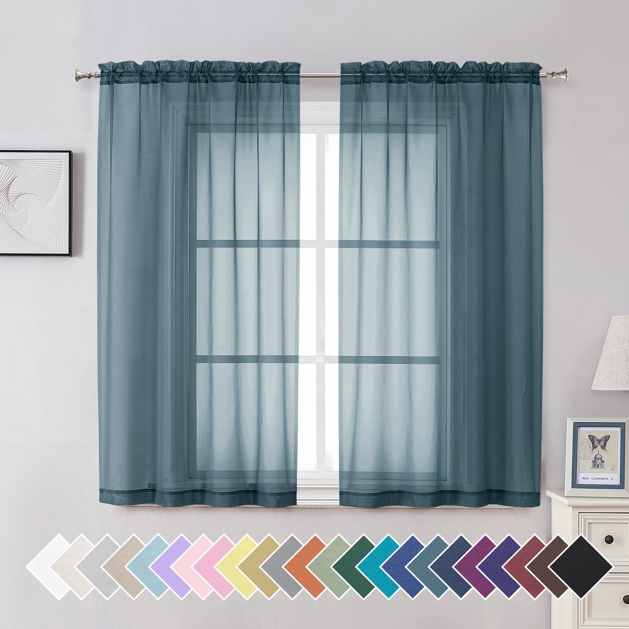 Aiyufeng Blush Pink Sheer Curtains 84 Inches Long 2 Panels Set, Light Filtering Soft Airy Voile Rod Pocket Baby Pink Sheer Window Drapes for Bedroom Living Room, Each 40Wx84L Inches