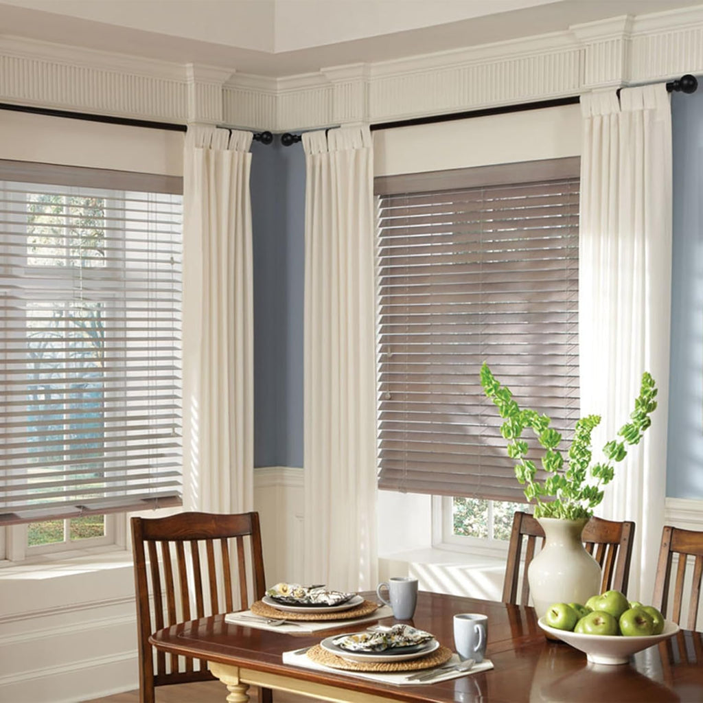 Black Curtain Rods 2 Packs for Windows 36"- 48", Decorative Drapery Rod Adjustable, 5/8 inch Small Curtain Rod for Bedroom, Living Room, Kitchen and Outdoors