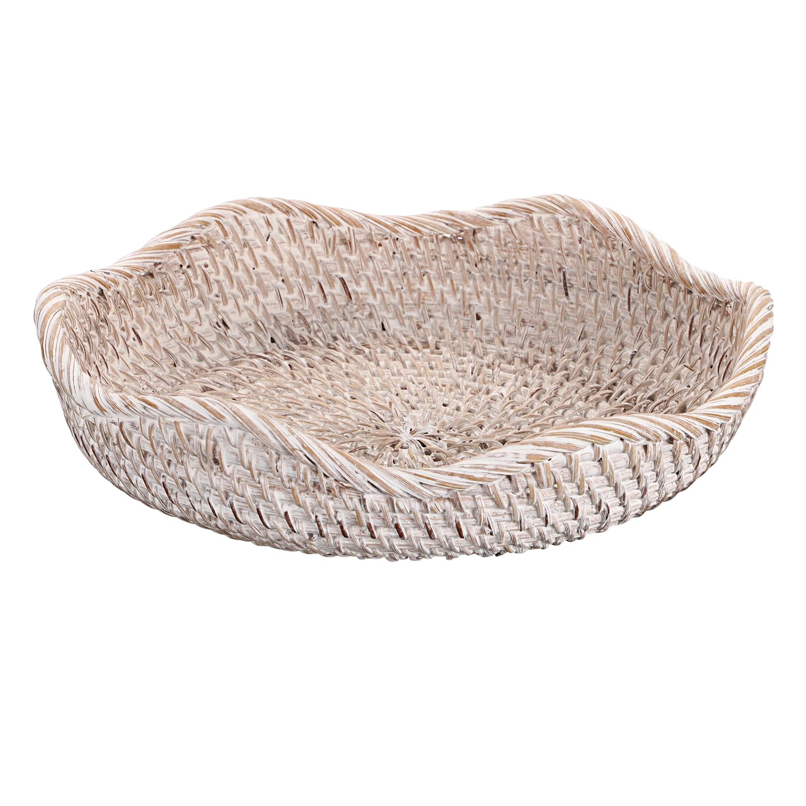 Hipiwe Natural Rattan Tray 8.5" Wicker Storage Bowls Hand Woven Basket Tray for Bread Fruit Key Round Fruit Baskets for Kitchen Entryway Tabletop Decorative Baskets Bowl