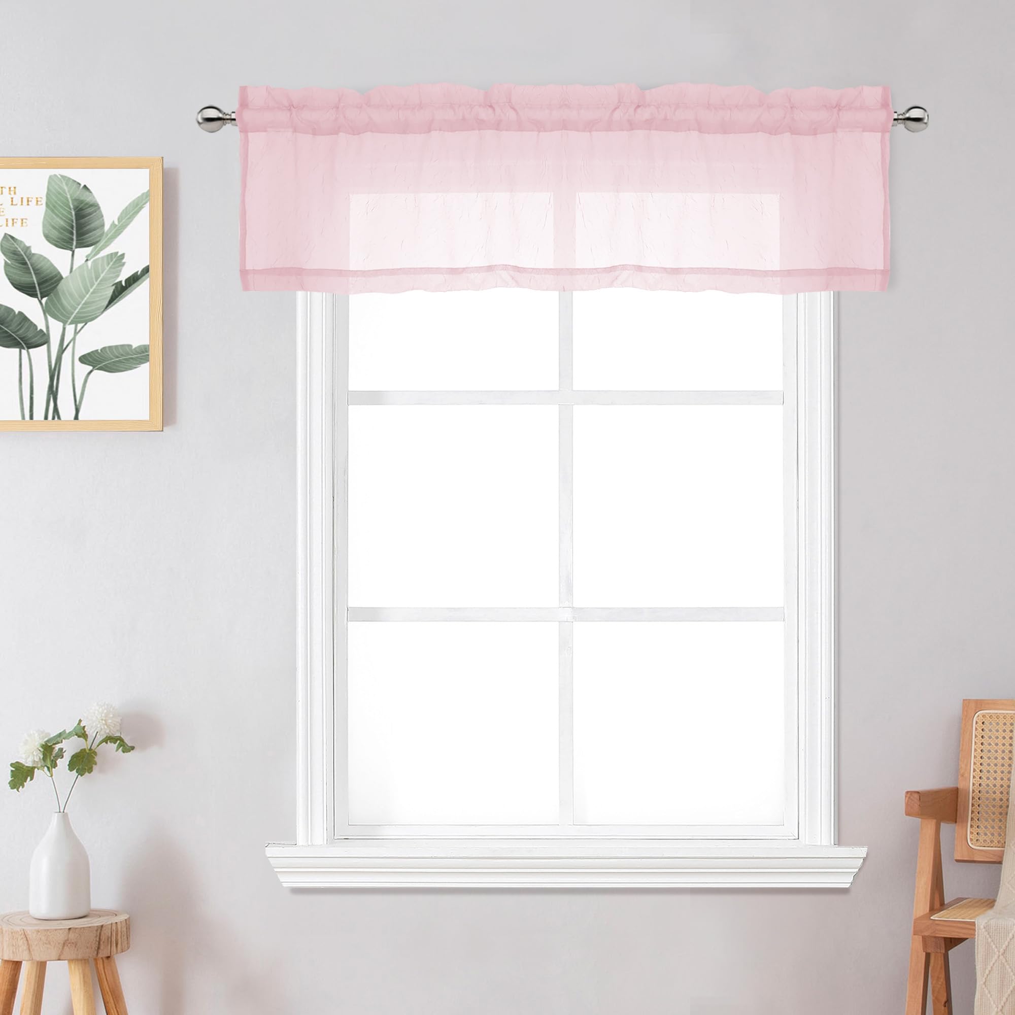 Chyhomenyc Crushed Sheer White Curtains 84 Inch Length 2 Panels, Light Filtering Solid Crinkle Voile Lightweight Textured Sheer Curtian for Bedroom, Each 42Wx84L Inches