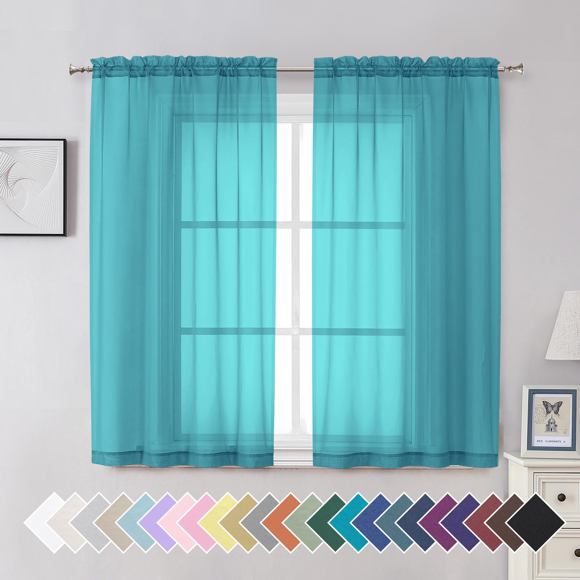 Aiyufeng Blush Pink Sheer Curtains 84 Inches Long 2 Panels Set, Light Filtering Soft Airy Voile Rod Pocket Baby Pink Sheer Window Drapes for Bedroom Living Room, Each 40Wx84L Inches
