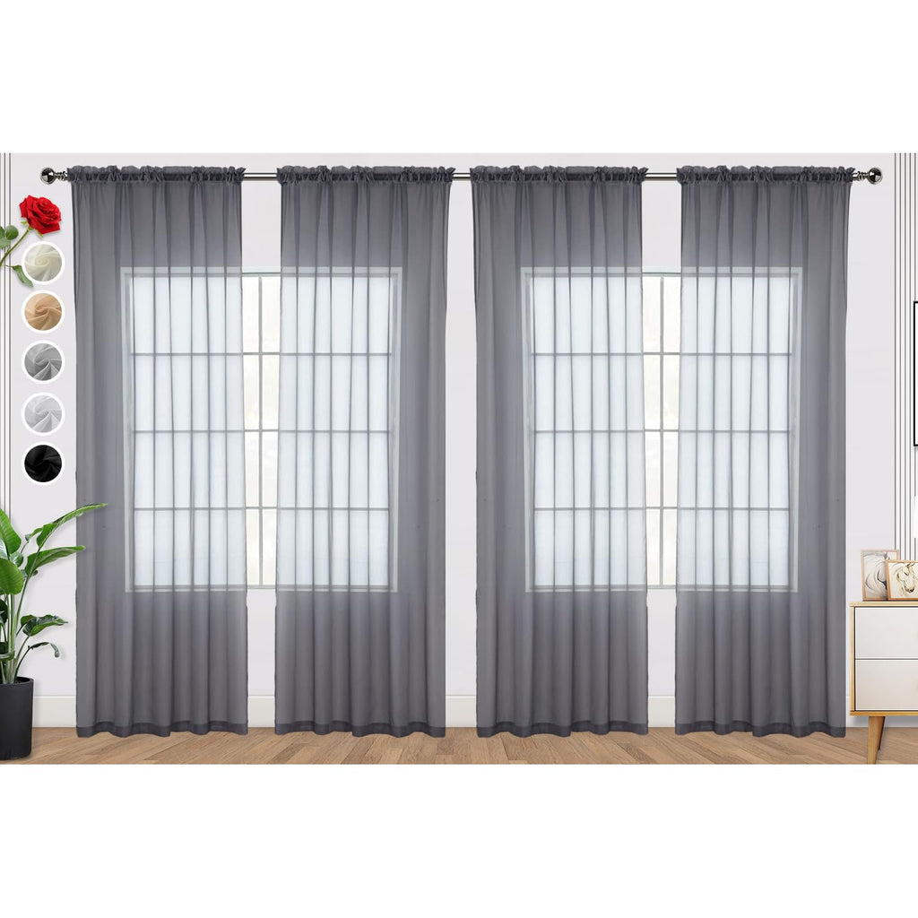 SpaceDresser Basic Rod Pocket Sheer Voile Window Curtain Panels White 1 Pair 2 Panels 52 Width 84 Inch Long for Kitchen Bedroom Children Living Room Yard(White,52 W x 84 L)