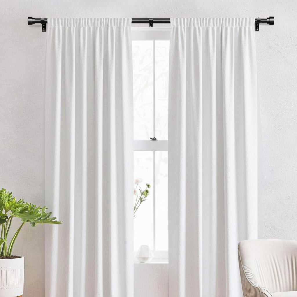IFELS 2 Pack Heavy Duty Curtain Rods for Windows 28 to 48 Inch, 1 Inch Black Adjustable Curtain Rod Set with Easy Installation and Modern Design (A1,Black,30-60",2Pack)