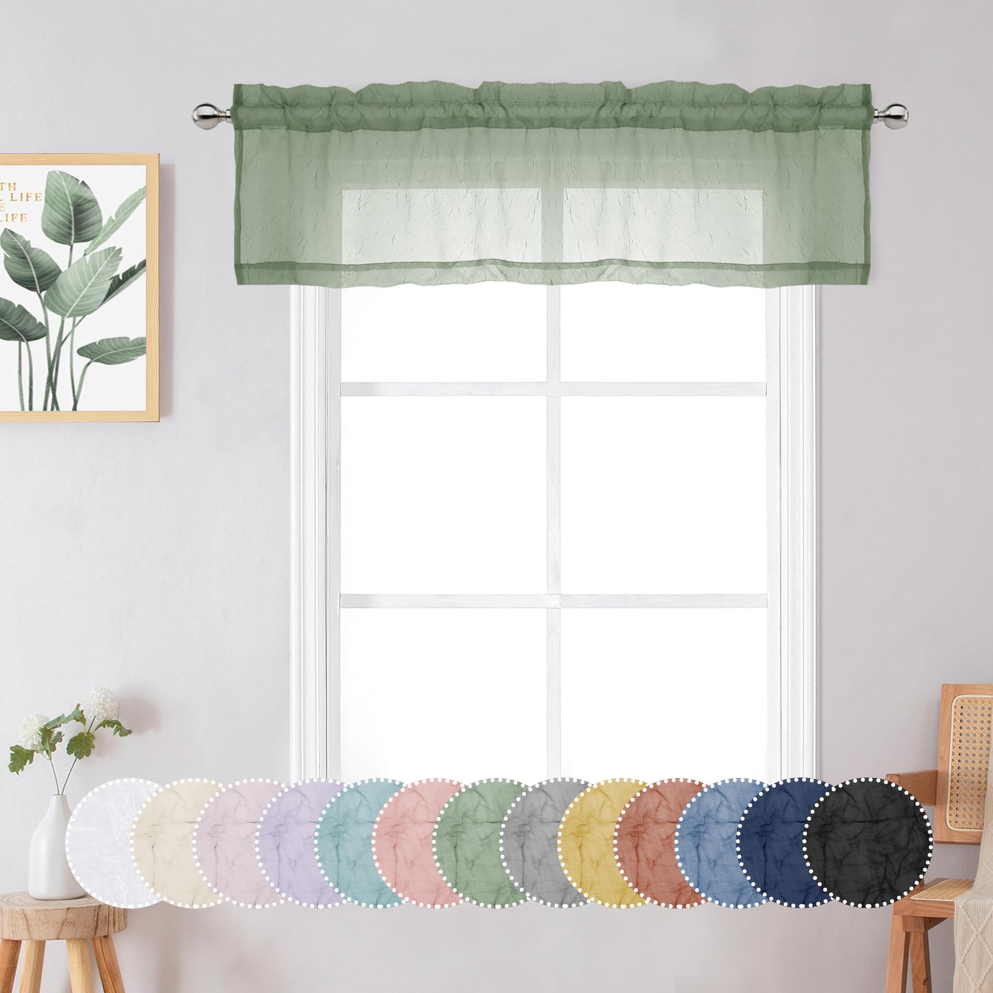 Chyhomenyc Crushed Sheer White Curtains 84 Inch Length 2 Panels, Light Filtering Solid Crinkle Voile Lightweight Textured Sheer Curtian for Bedroom, Each 42Wx84L Inches