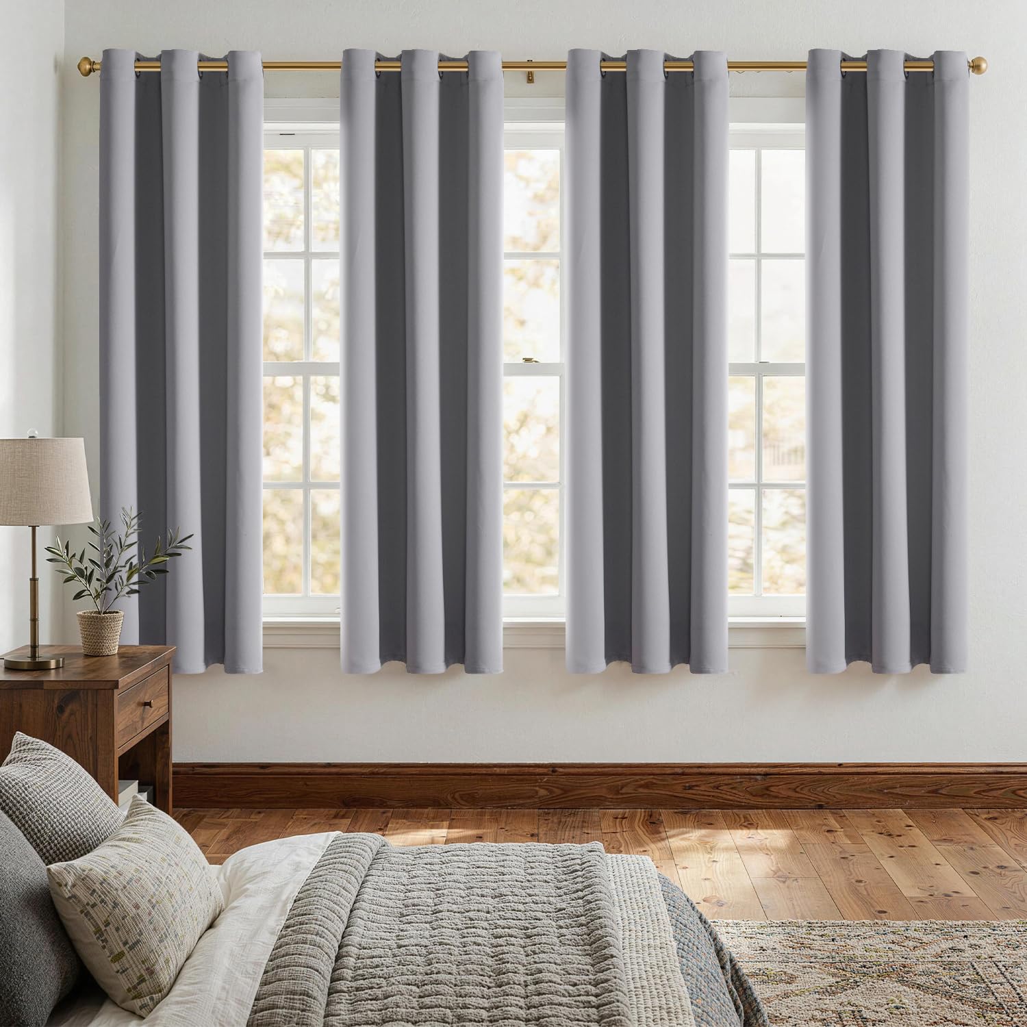 ChrisDowa Grommet Blackout Curtains for Bedroom and Living Room - 2 Panels Set Thermal Insulated Room Darkening Curtains (Dark Grey, 42 x 63 Inch)