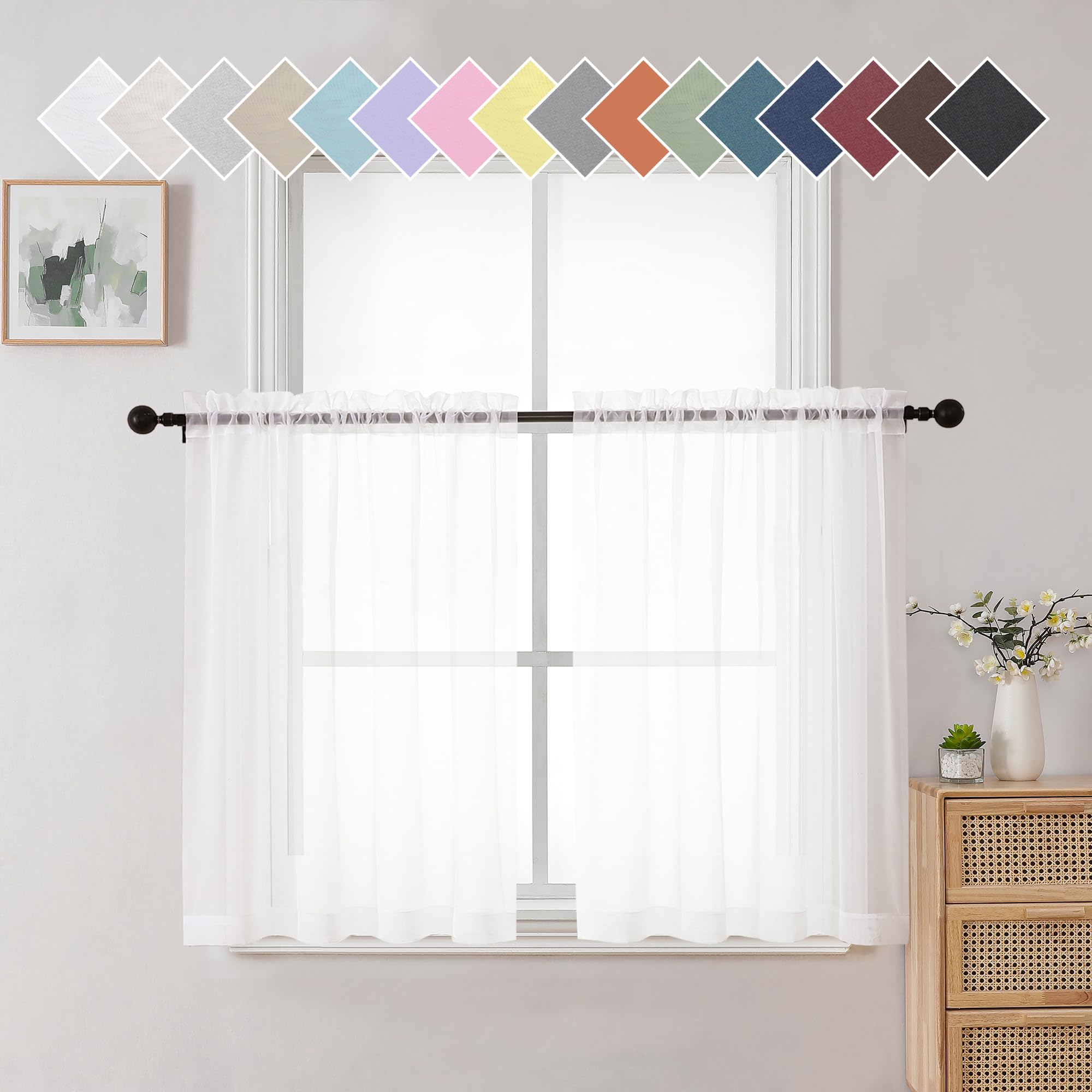 Aiyufeng Blush Pink Sheer Curtains 84 Inches Long 2 Panels Set, Light Filtering Soft Airy Voile Rod Pocket Baby Pink Sheer Window Drapes for Bedroom Living Room, Each 40Wx84L Inches