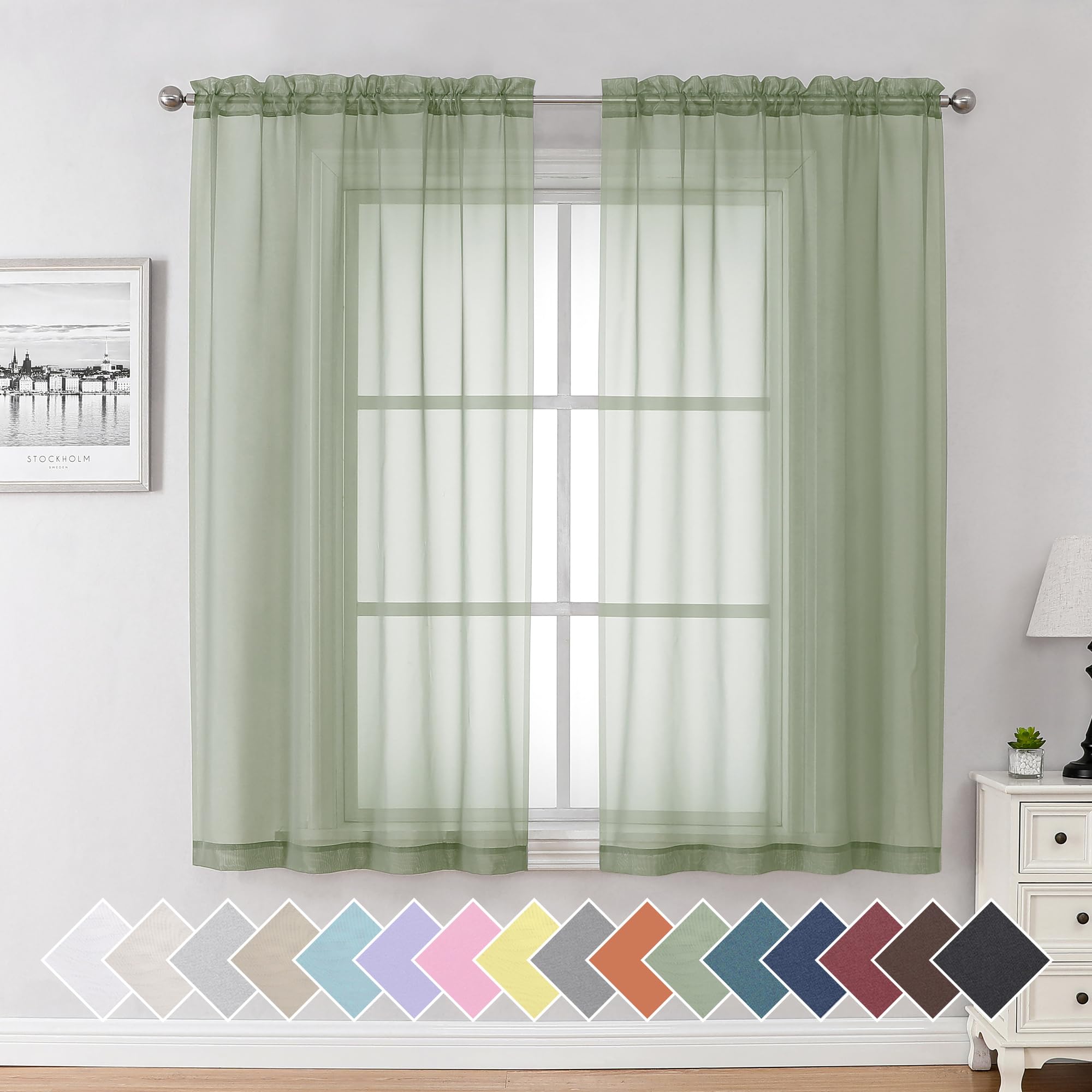 Aiyufeng Blush Pink Sheer Curtains 84 Inches Long 2 Panels Set, Light Filtering Soft Airy Voile Rod Pocket Baby Pink Sheer Window Drapes for Bedroom Living Room, Each 40Wx84L Inches
