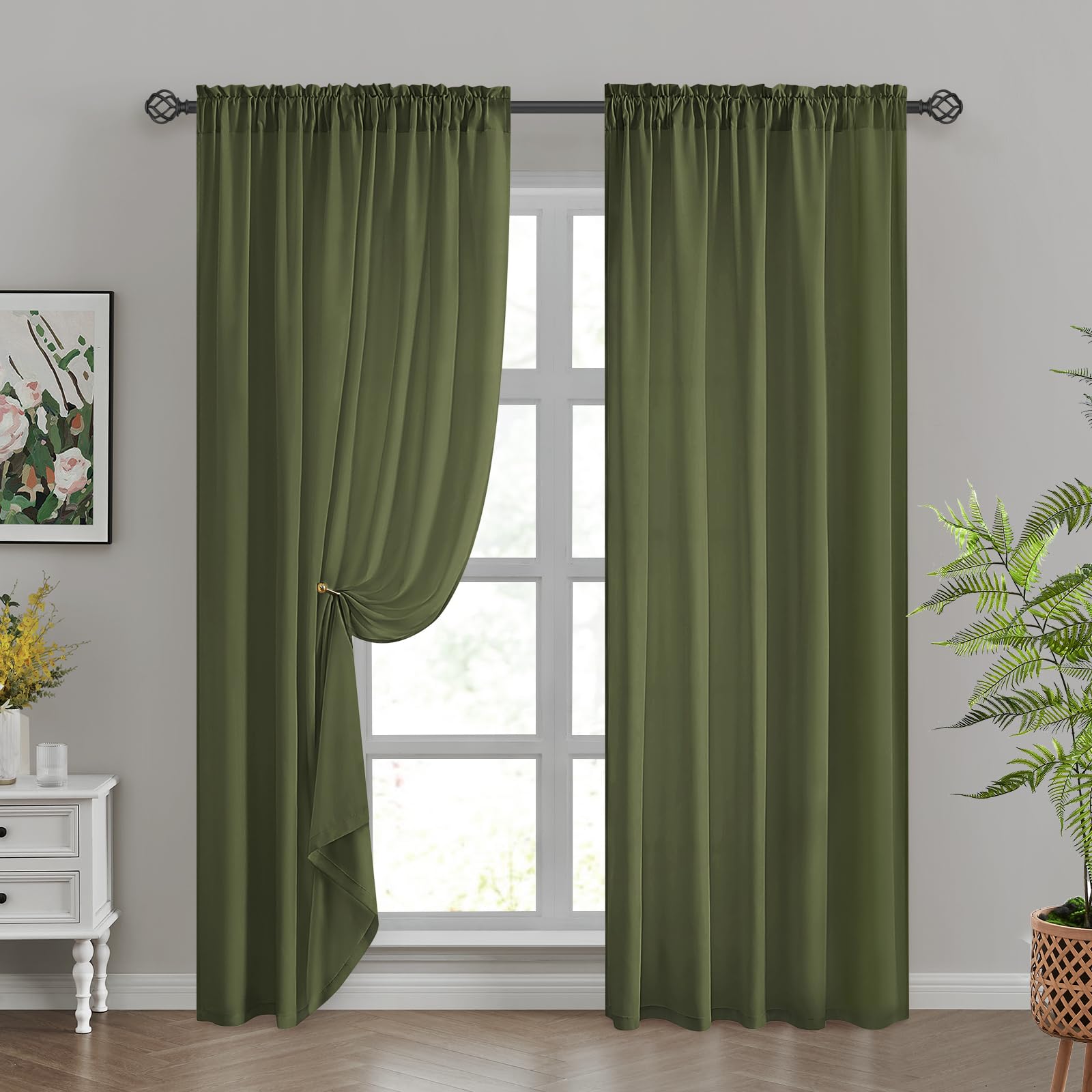 HOMEIDEAS Non-See-Through White Privacy Sheer Curtains 52 X 84 Inches Long 2 Panels Sheer Curtains Light Filtering Window Curtains Drapes for Bedroom Living Room