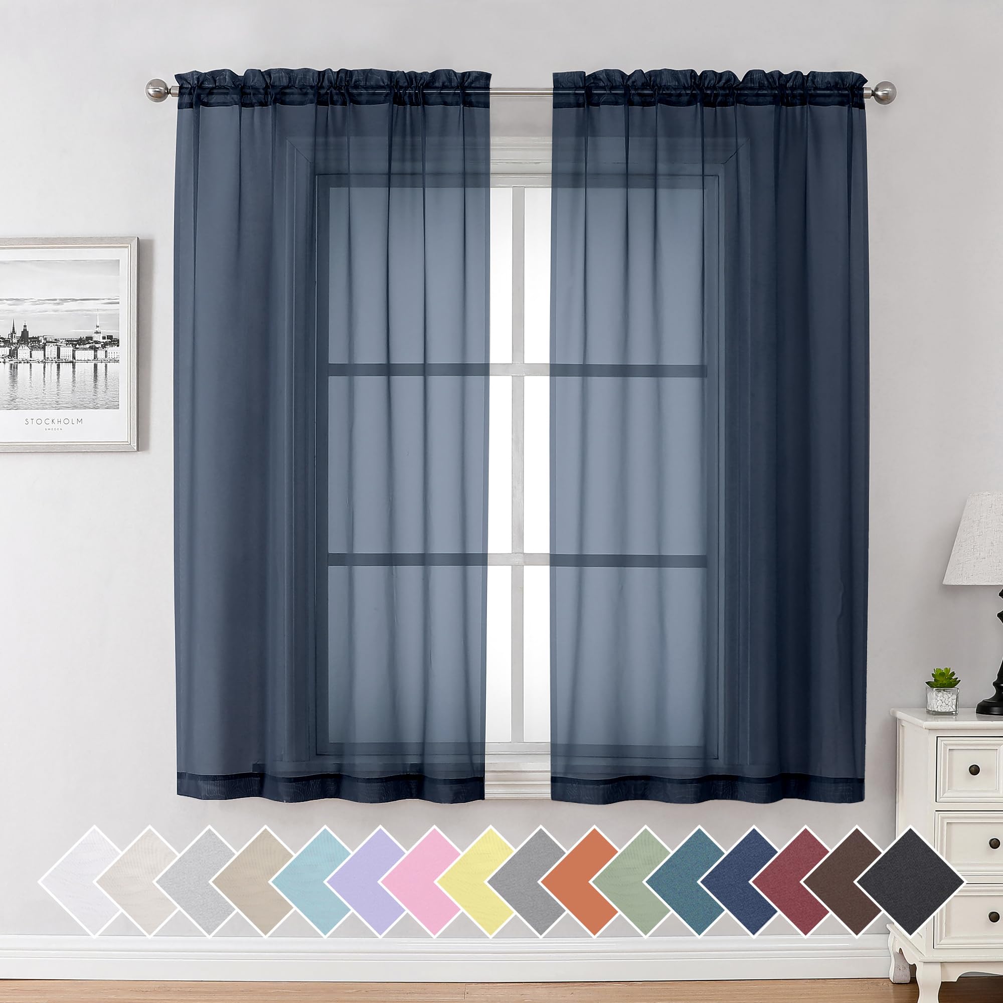 Aiyufeng Blush Pink Sheer Curtains 84 Inches Long 2 Panels Set, Light Filtering Soft Airy Voile Rod Pocket Baby Pink Sheer Window Drapes for Bedroom Living Room, Each 40Wx84L Inches