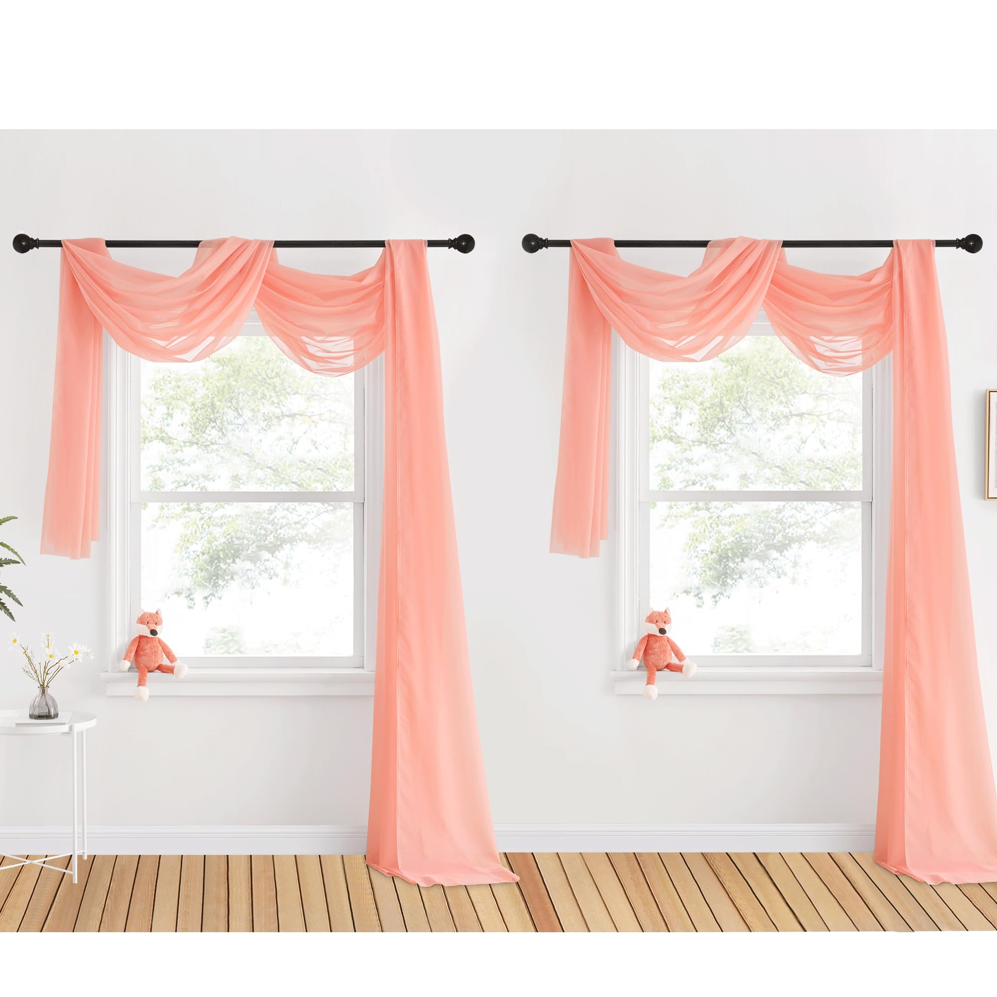 NICETOWN Sheer Canopy Bed Curtains Panels 216 - Home Decoration Sheer Voile Scarf Valance for Wedding (1 Panel, W60 x L216, White)