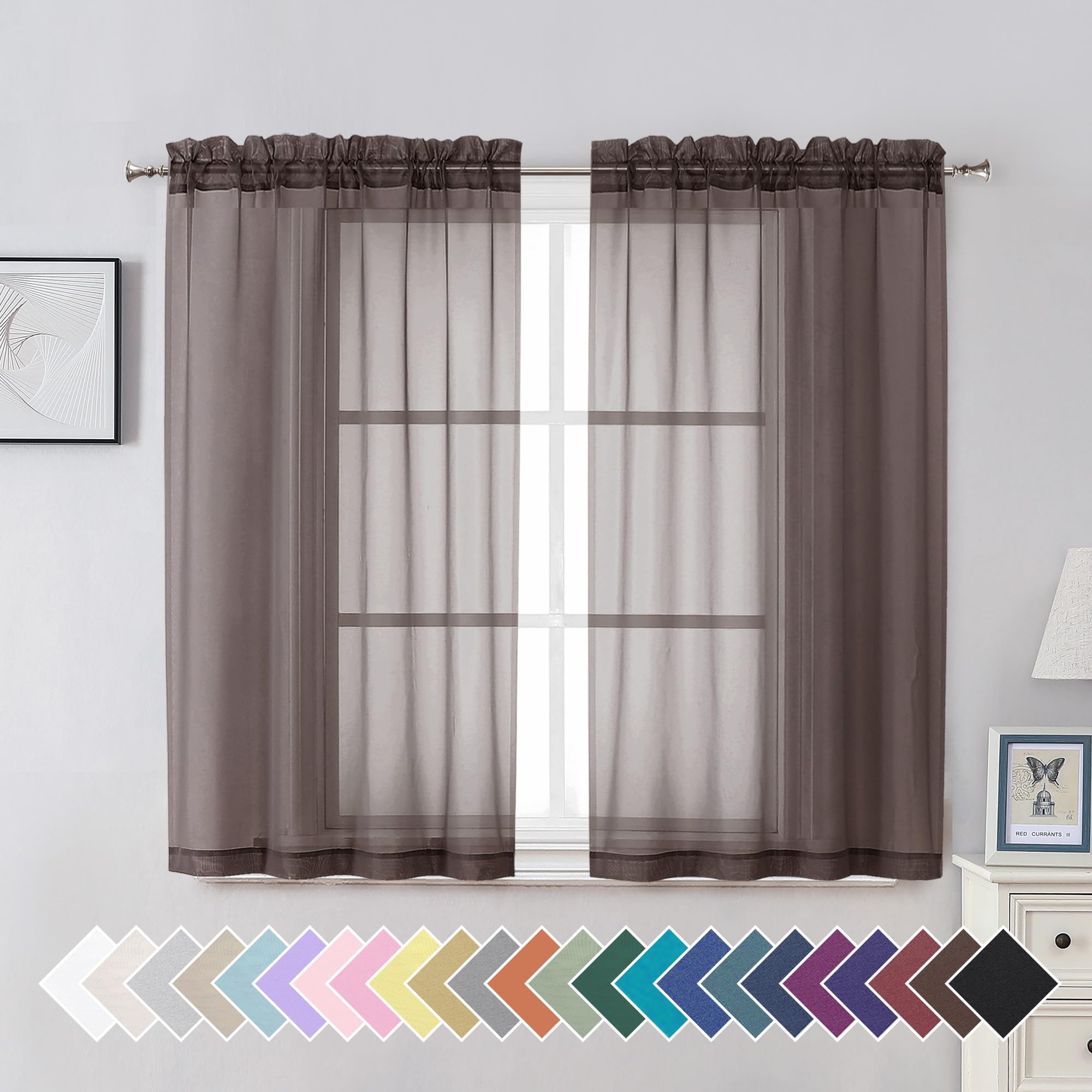 Aiyufeng Blush Pink Sheer Curtains 84 Inches Long 2 Panels Set, Light Filtering Soft Airy Voile Rod Pocket Baby Pink Sheer Window Drapes for Bedroom Living Room, Each 40Wx84L Inches