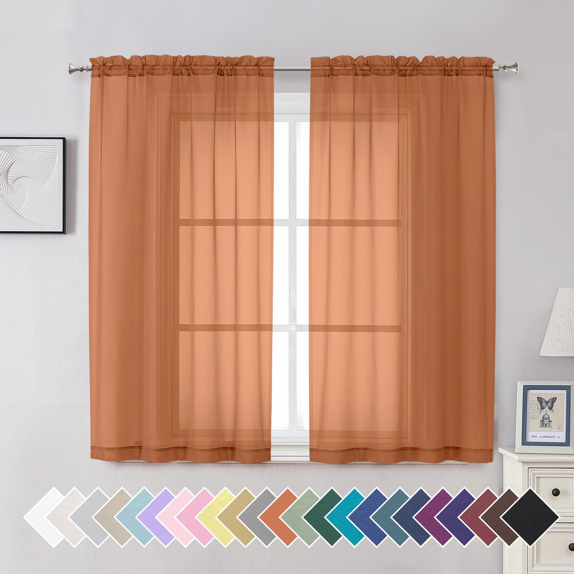 Aiyufeng Blush Pink Sheer Curtains 84 Inches Long 2 Panels Set, Light Filtering Soft Airy Voile Rod Pocket Baby Pink Sheer Window Drapes for Bedroom Living Room, Each 40Wx84L Inches