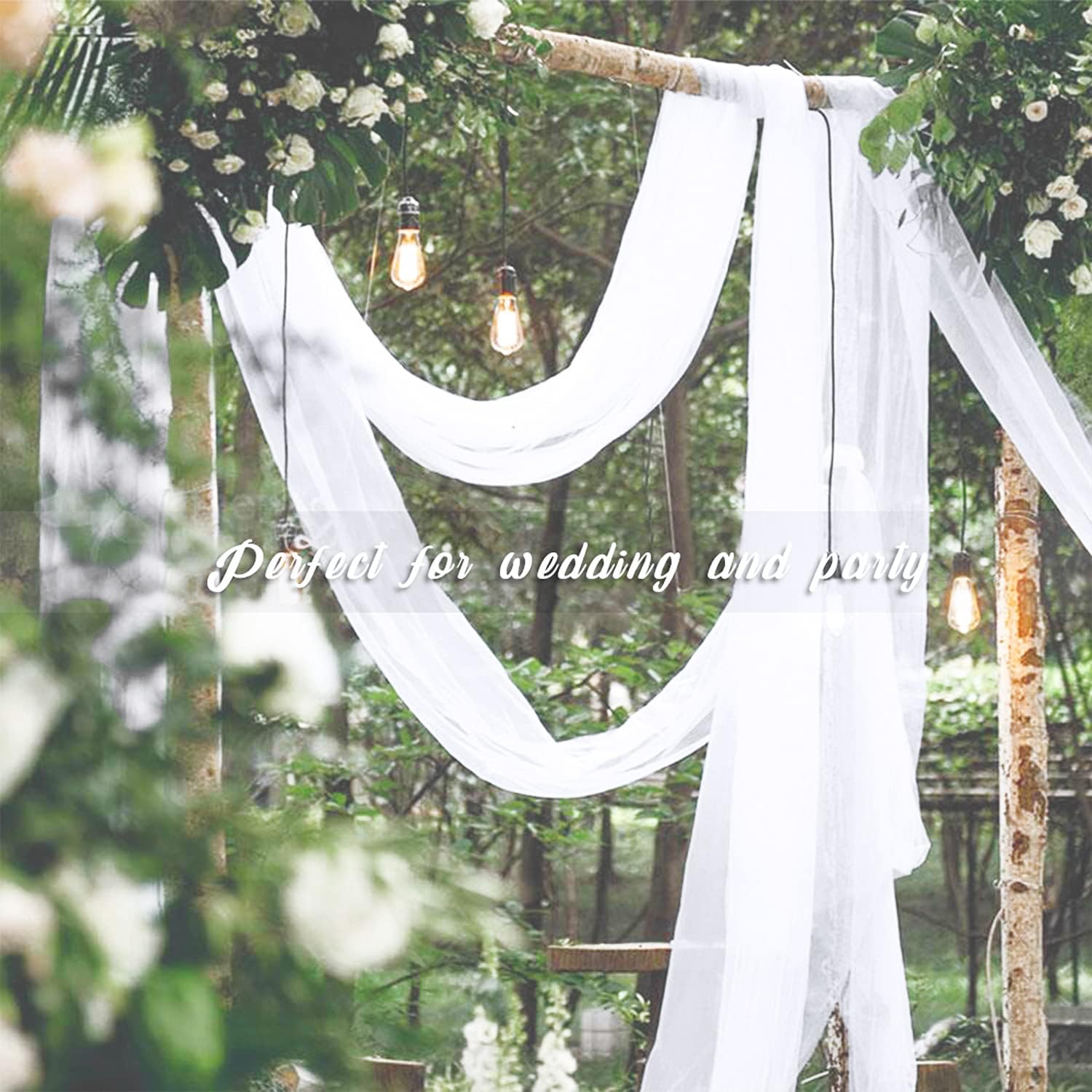 NICETOWN Sheer Canopy Bed Curtains Panels 216 - Home Decoration Sheer Voile Scarf Valance for Wedding (1 Panel, W60 x L216, White)