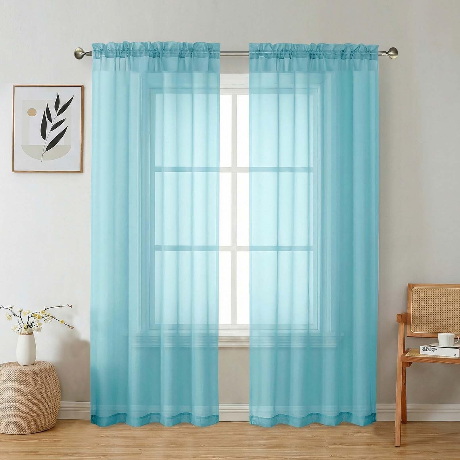 Aiyufeng Blush Pink Sheer Curtains 84 Inches Long 2 Panels Set, Light Filtering Soft Airy Voile Rod Pocket Baby Pink Sheer Window Drapes for Bedroom Living Room, Each 40Wx84L Inches