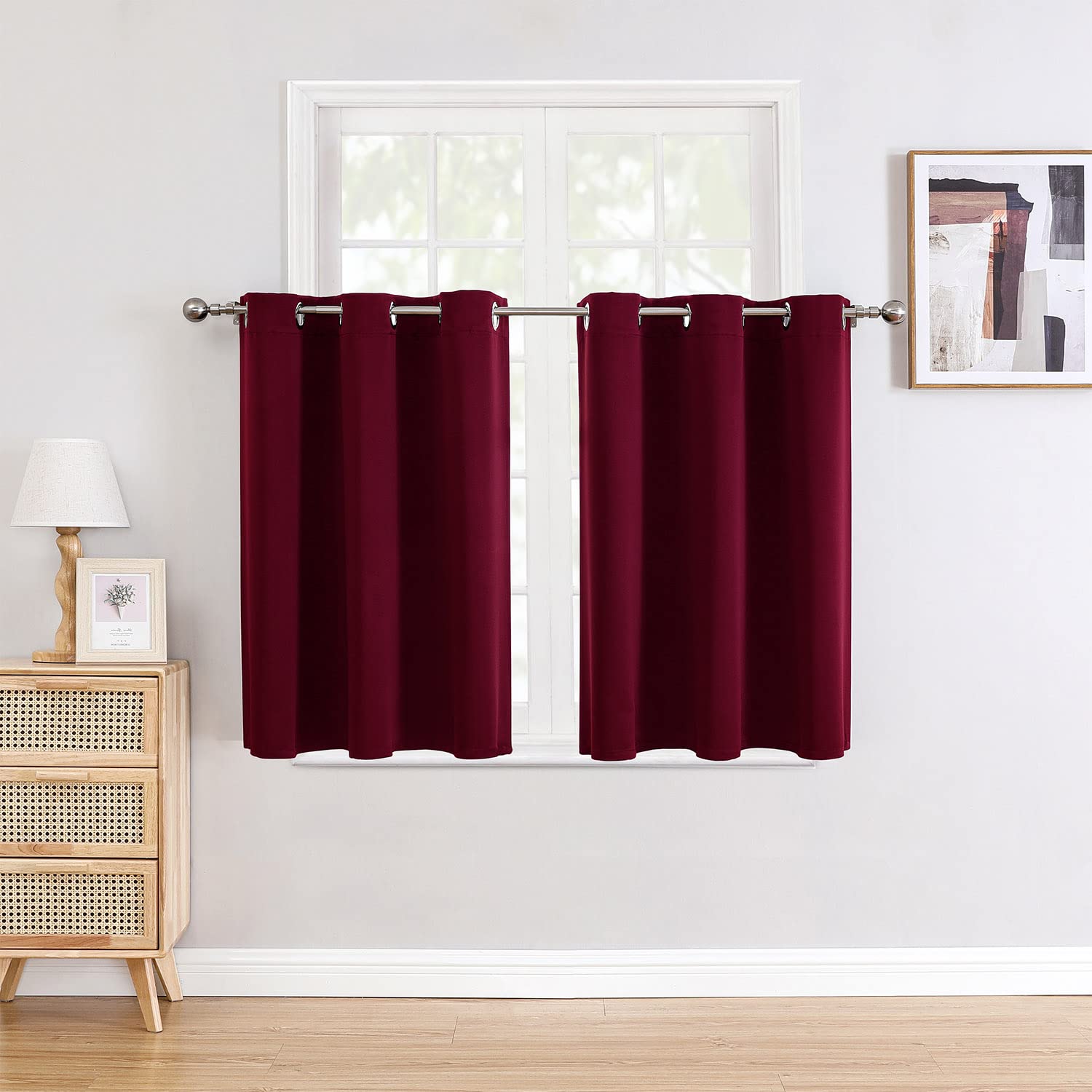 ChrisDowa Grommet Blackout Curtains for Bedroom and Living Room - 2 Panels Set Thermal Insulated Room Darkening Curtains (Dark Grey, 42 x 63 Inch)