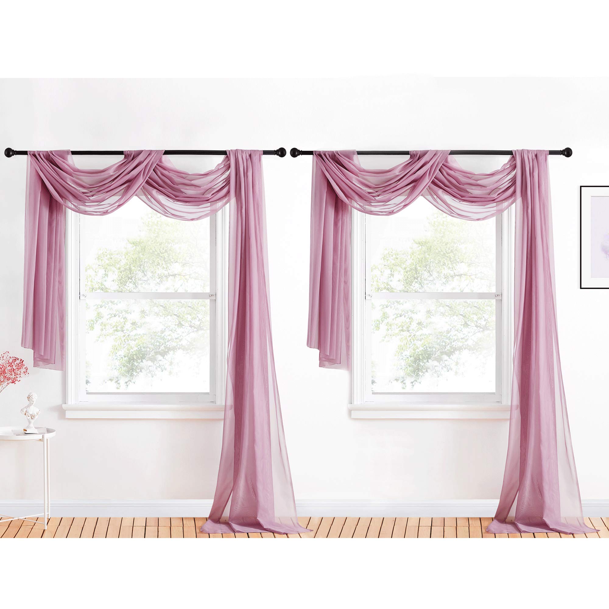 NICETOWN Sheer Canopy Bed Curtains Panels 216 - Home Decoration Sheer Voile Scarf Valance for Wedding (1 Panel, W60 x L216, White)
