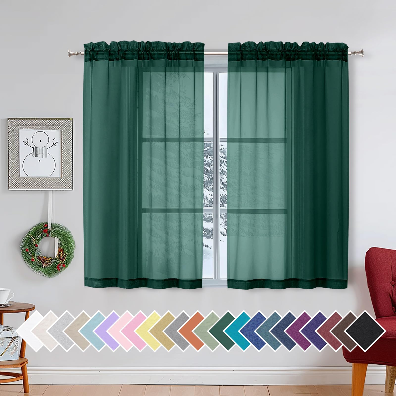 Aiyufeng Blush Pink Sheer Curtains 84 Inches Long 2 Panels Set, Light Filtering Soft Airy Voile Rod Pocket Baby Pink Sheer Window Drapes for Bedroom Living Room, Each 40Wx84L Inches