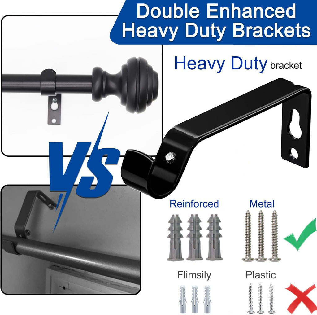 Curtain Rods for Windows 48-84 inch,3/4 inch Heavy Duty Adjustable Decorative Curtain Rod with Modern Finials,2 Pack Window Rods for Bedroom, Living Room,Patio and Kitchen