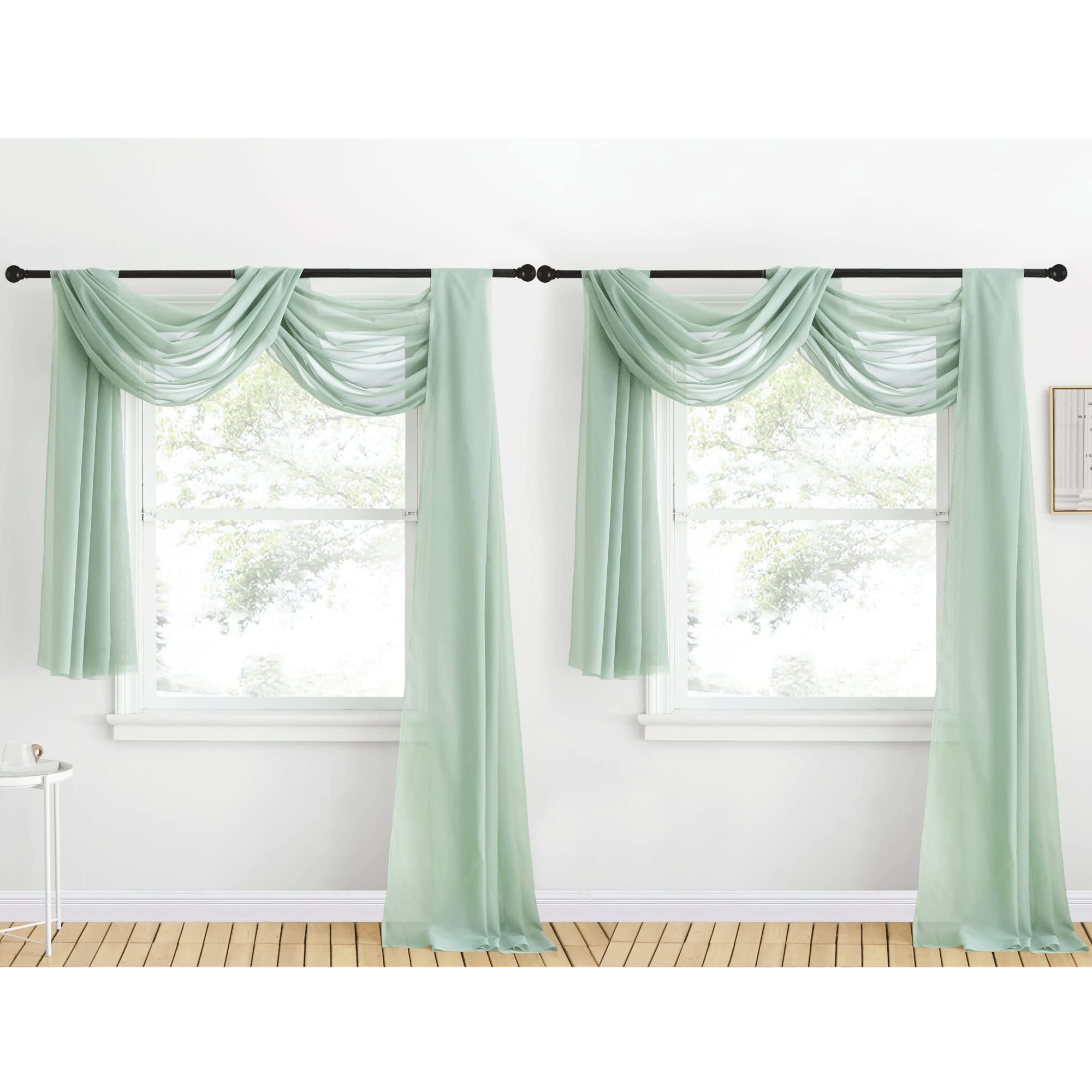 NICETOWN Sheer Canopy Bed Curtains Panels 216 - Home Decoration Sheer Voile Scarf Valance for Wedding (1 Panel, W60 x L216, White)