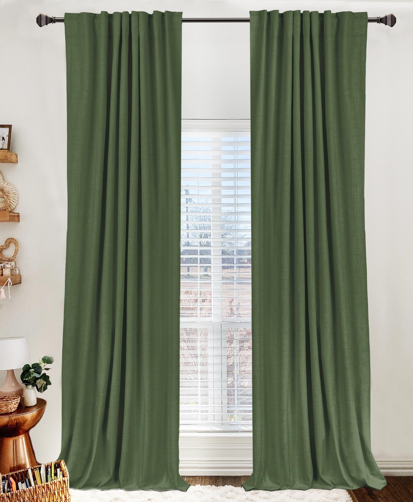 Cream Thermal Blackout Curtains 2 Panels, 50"×84", Back Tab & Rod Pocket Design
